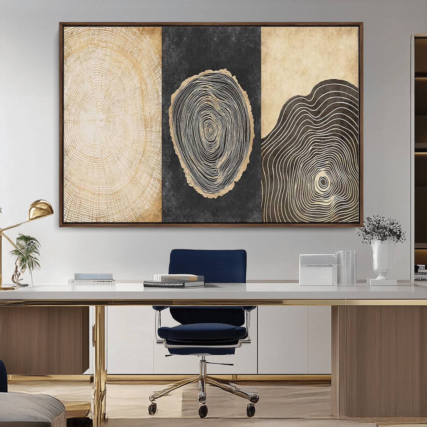 MGV-FC-36X24 - Tree Rings Canvas Wall Art Print – Minimalist Natural History in Modern Decor - Minimalist Boho Wall