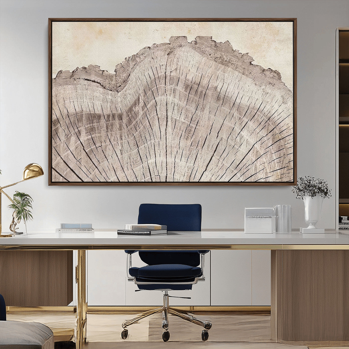MGV-FC-36X24 - Tree Ring Wall Art Triptych, Rustic Wood Ring Canvas Print, Minimalist Wall Decor for Modern Homes and Farmhouse Decor