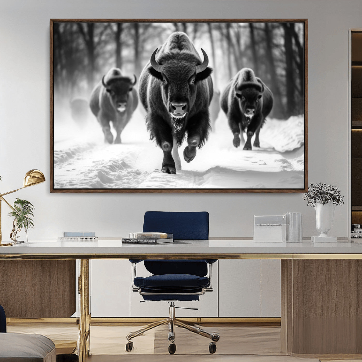 MGV-FC-36X24 - Buffalo Wall Art Canvas Print, Bison Family Wall Art Canvas Print
