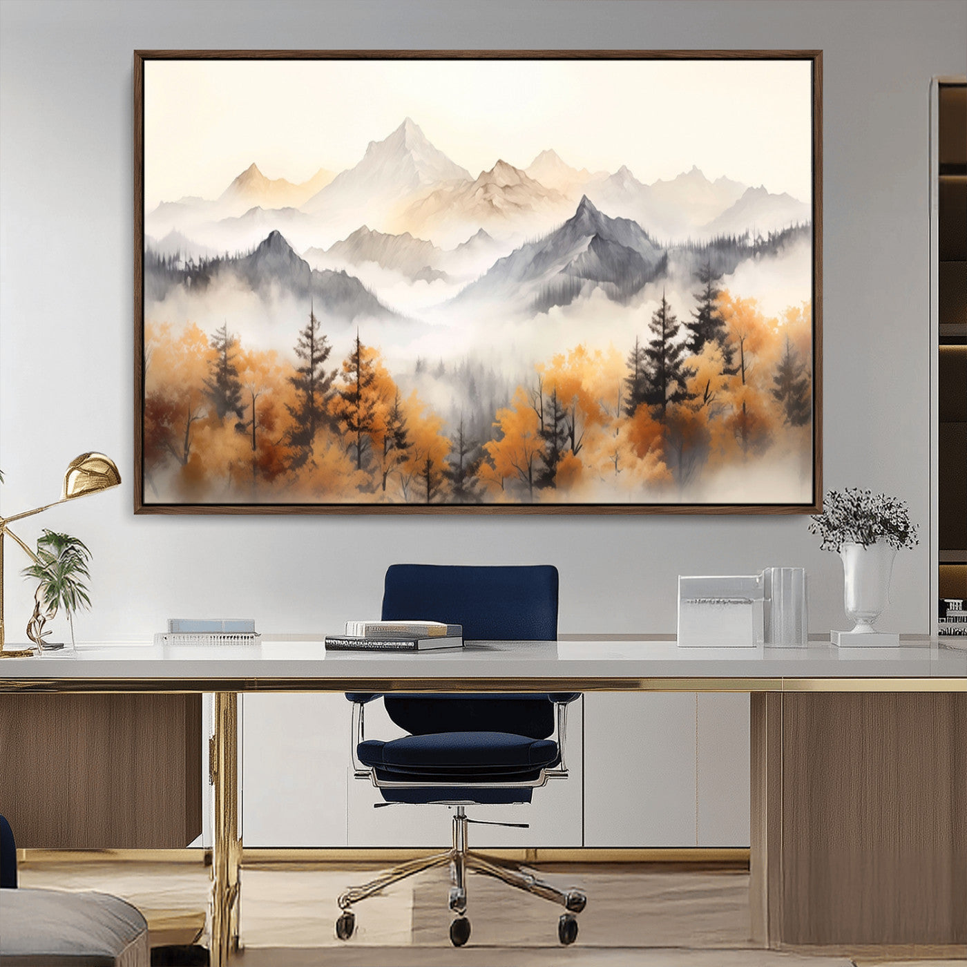 MGV-FC-36X24 - Abstract Mountain Wall Art | Misty Mountain Forest and Mountains Canvas Print for Living Room,