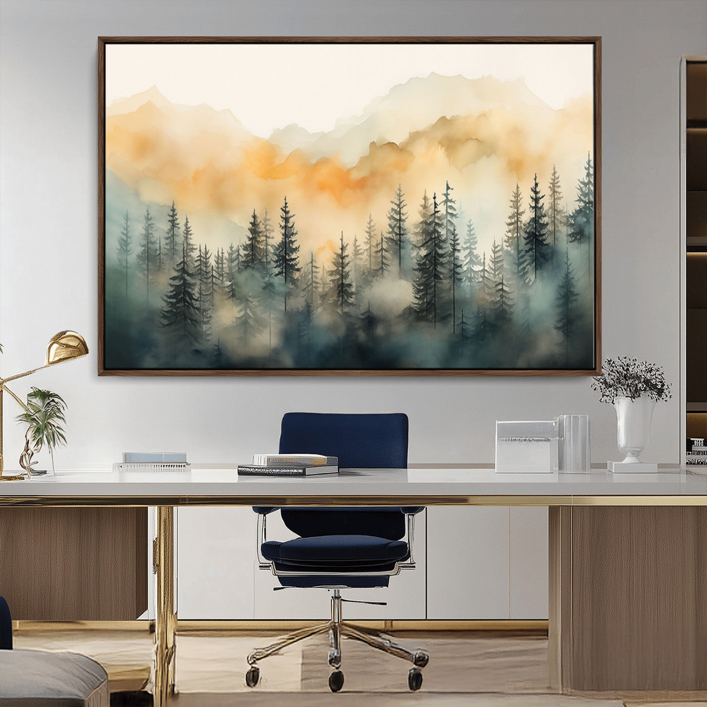 34155-MGV-CV-36X24-Abstract Forest Print - Mountain Wall Art | Autumn Landscape Canvas Print for Living Room, Bedroom, or Office | Large Wall Art Decor