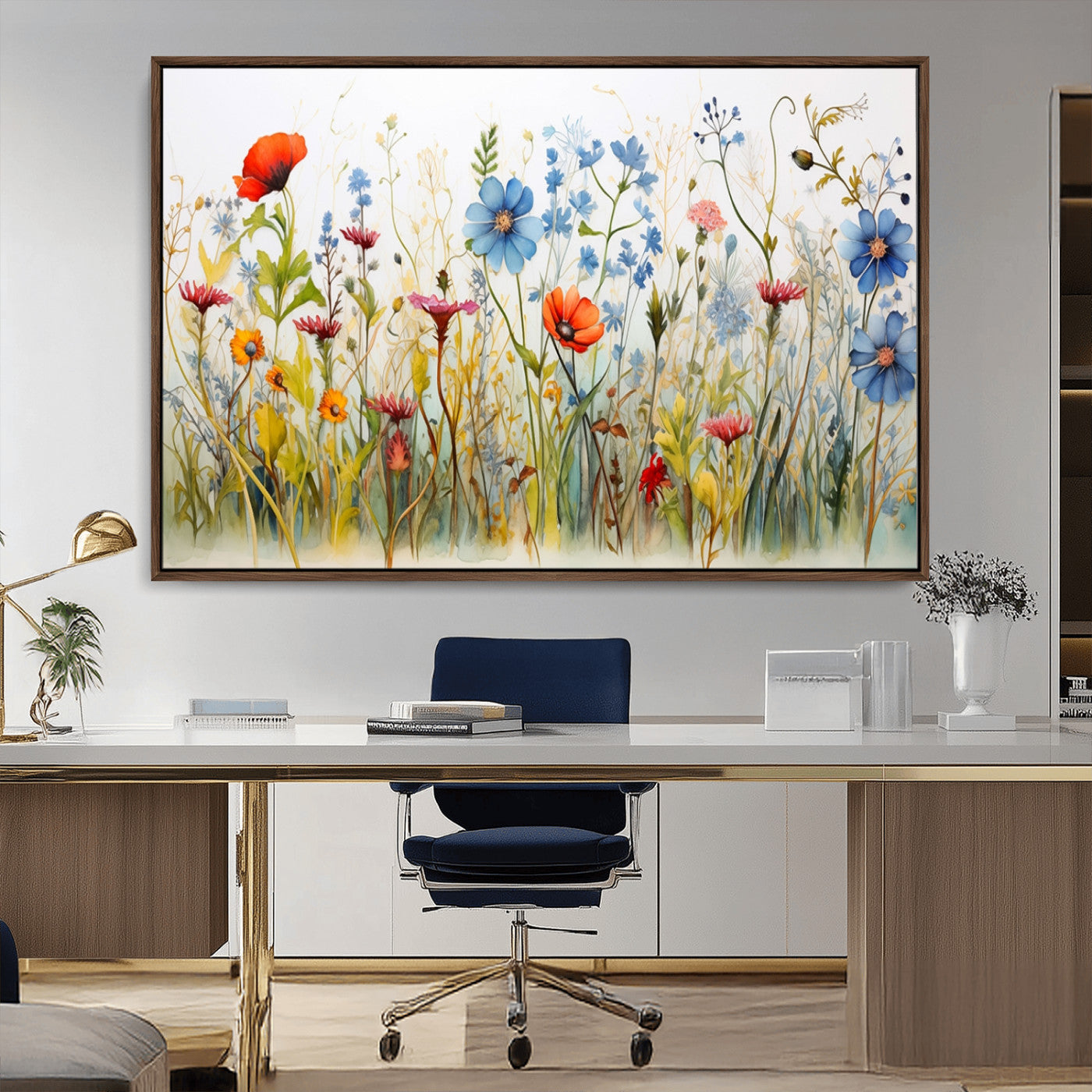 MGV-FC-36X24 - Colorful Wildflower Canvas Wall Art - Vibrant Floral Botanical Print, Bright Nature Decor for Living