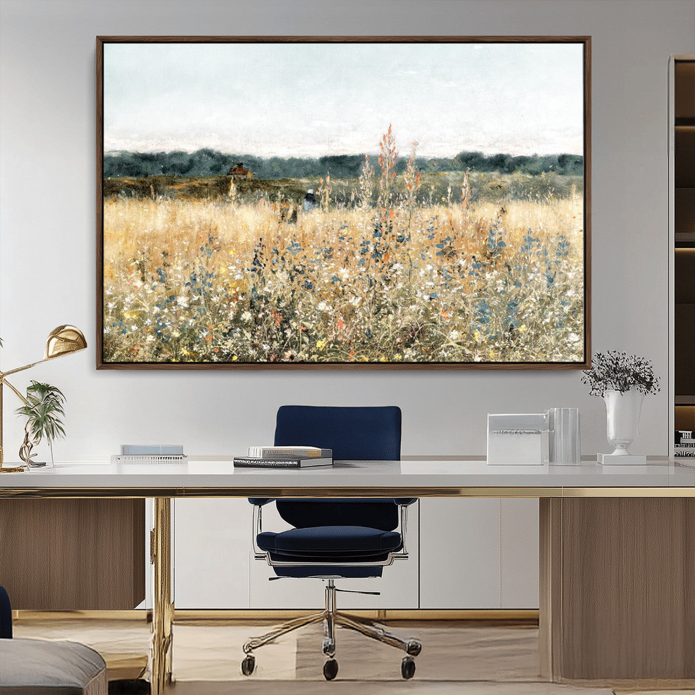 MGV-FC-36X24 - Wildflower Field Wall Art Canvas | Nature-Inspired Landscape Canvas Print for Living Room or Office | Rustic Floral Decor