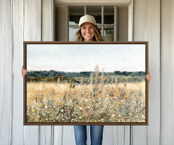 The Wildflower Field Wall Art adds a rustic touch to the space.