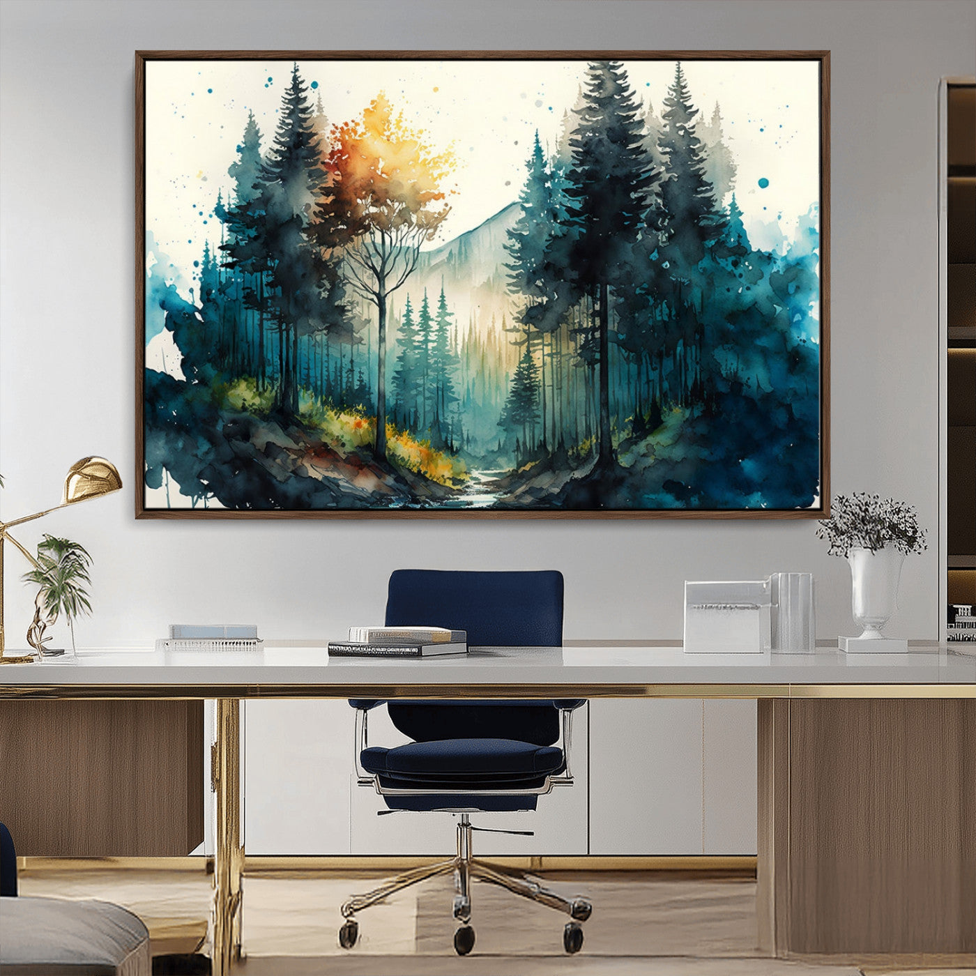 MGV-FC-36X24 - Watercolor Trees Forest Abstract Wall Art Canvas Print