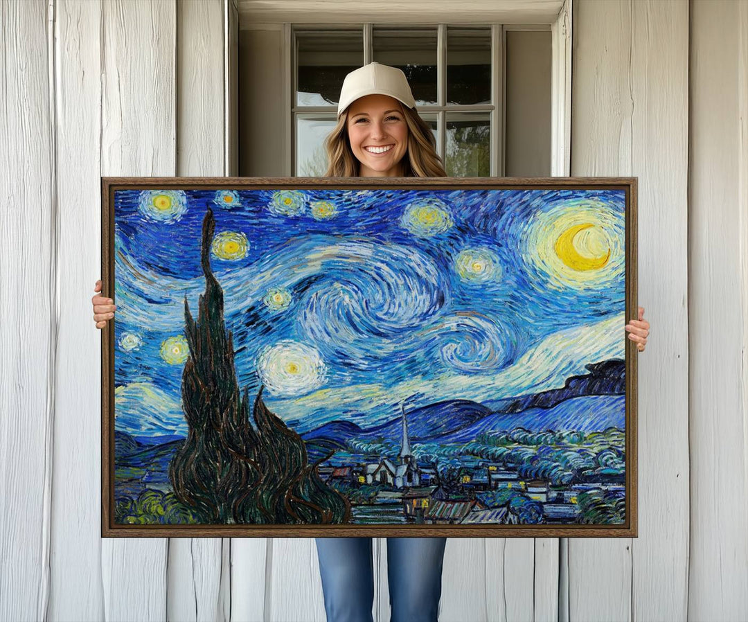 A canvas print of The Starry Night, offering museum-quality art, ready to hang.