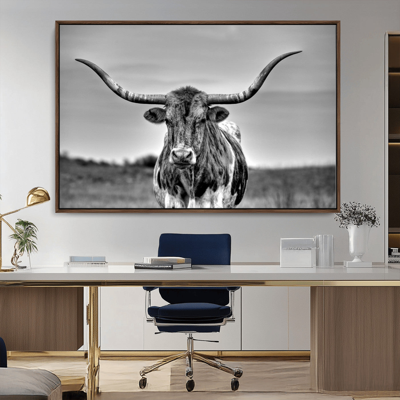 MGV-FC-36X24 - Texas Longhorn Cpw Wall Art, Texas Longhorn Canvas, Cattle Canvas Print