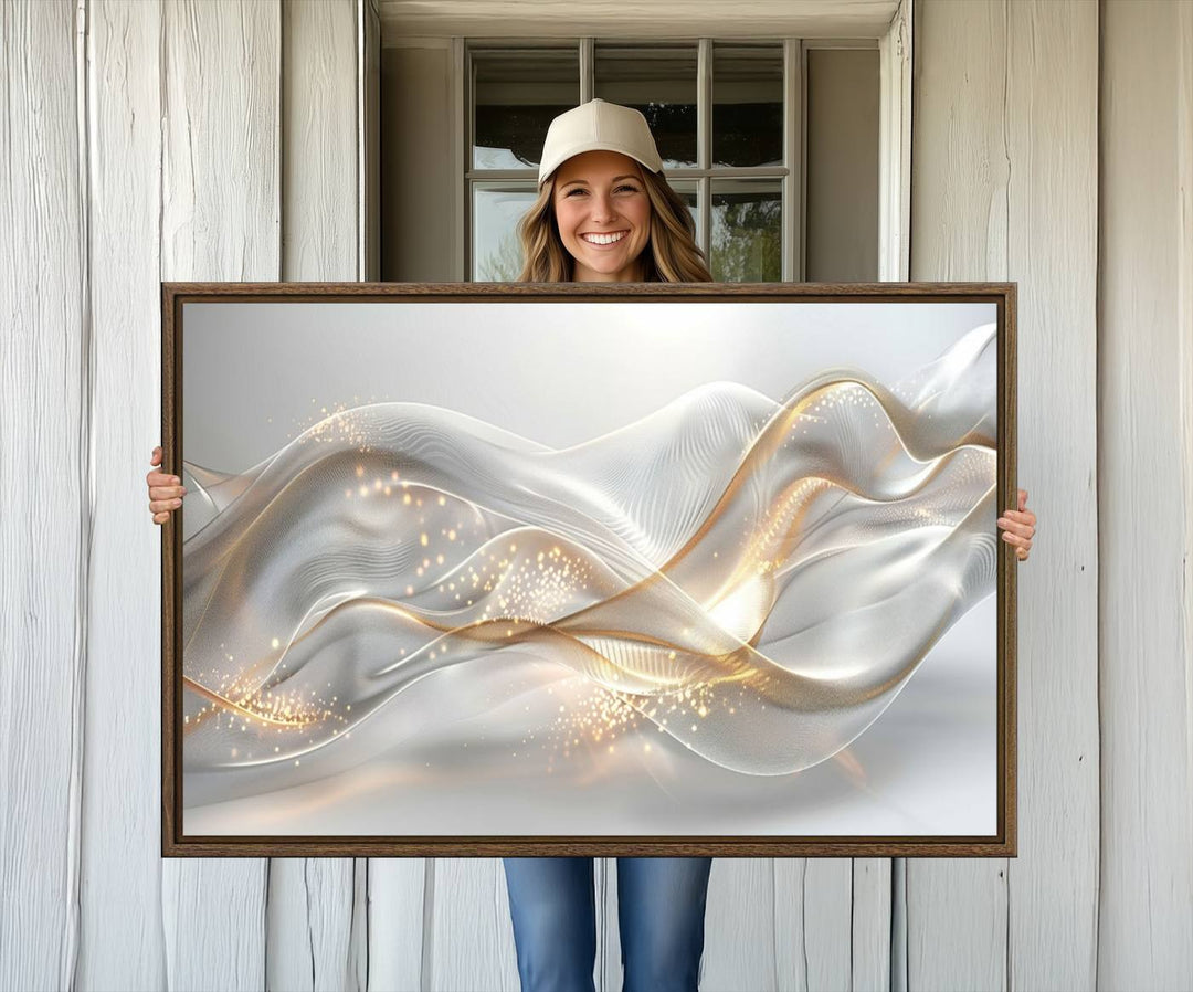 The Abstract Art Grey and Gold Lines Wall Art is a standout piece.