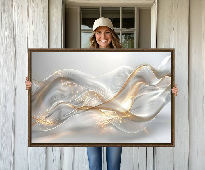 The Abstract Art Grey and Gold Lines Wall Art is a standout piece.