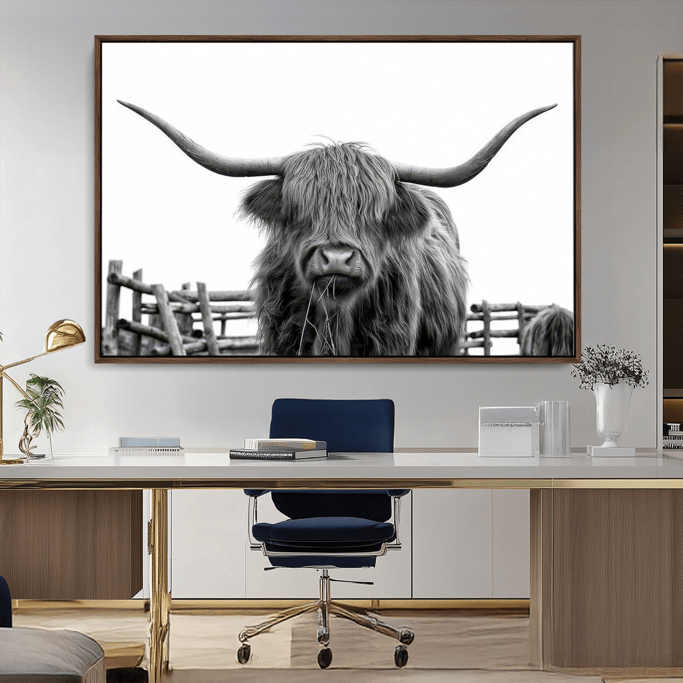 MGV-FC-36X24 - Longhorn Canvas Print, Bighorn Cow Wall Art Canvas Print