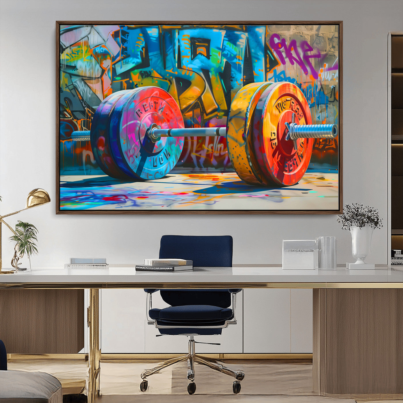 MGV-FC-36X24 - Fitness Gym Barbell Graffiti Wall Art Canvas Print
