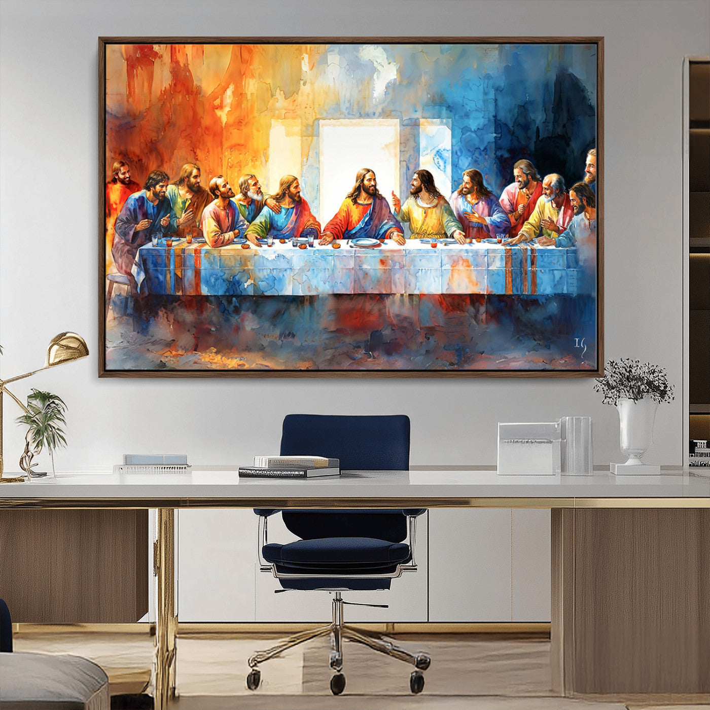 MGV-FC-36X24 - Abstract Waterolor The Last Supper Wall Art