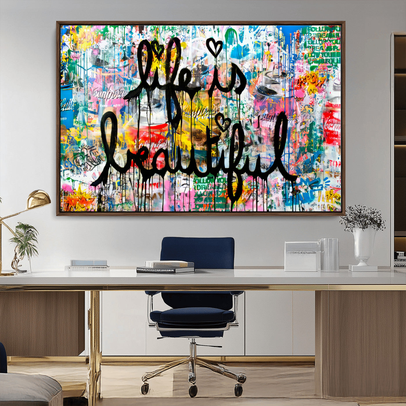 MGV-FC-36X24 - Life Beautiful Wall Art Canvas Print | Graffiti Wall Art Canvas Print