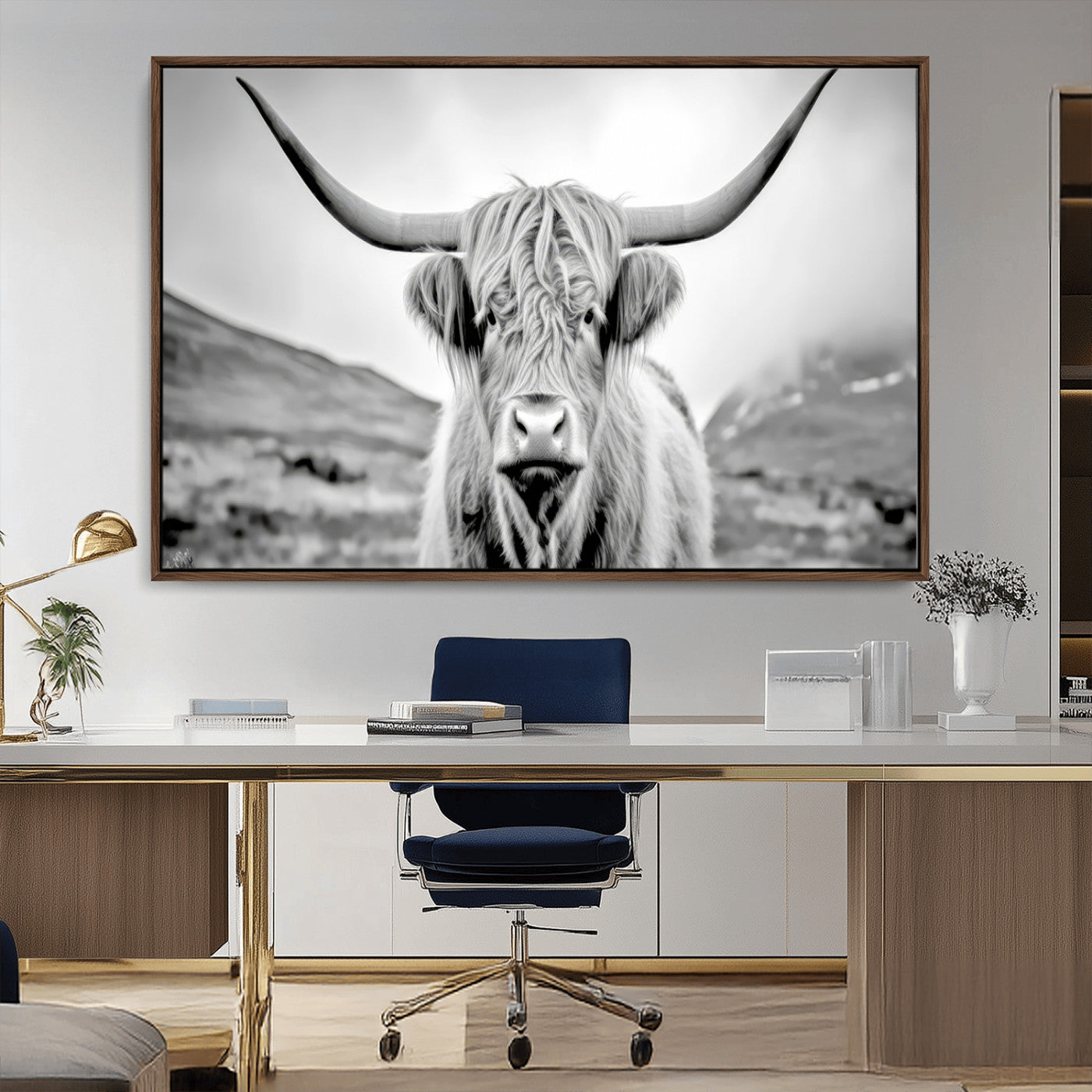 MGV-FC-36X24 - Scottish Cow Wall Art Canvas Print