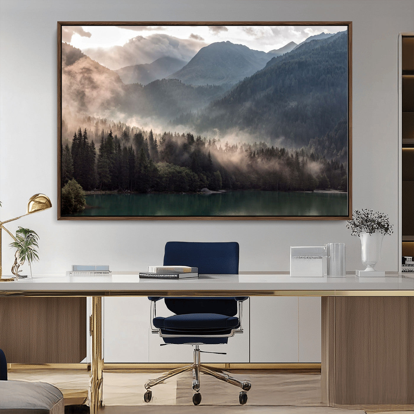MGV-FC-36X24 - Foggy Mountain Canvas Print Forest Wall Art