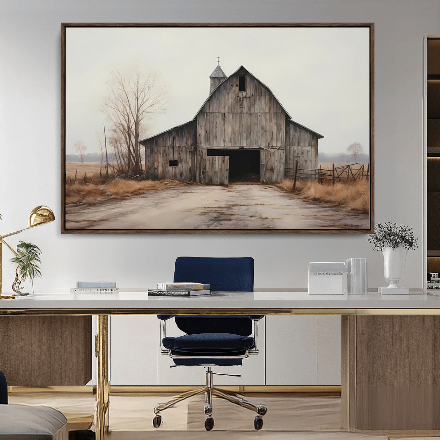 MGV-FC-36X24 - Farmhouse Rustic Barn Wall Art Canvas Print – Framed and Ready to Hang – Perfect Addition to Farmhouse Wall Décor