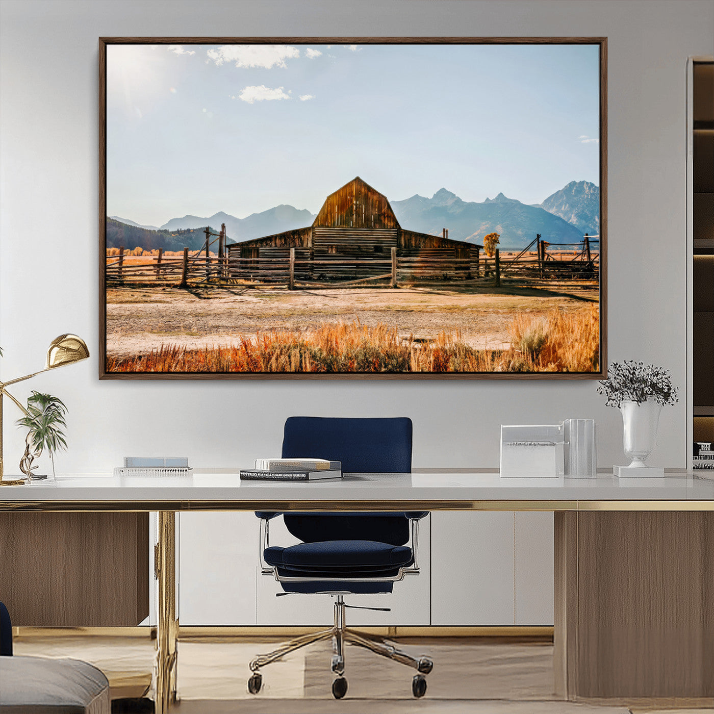 MGV-FC-36X24 - Vintage Old Barn Field Wall Art Canvas Print for Farmhouse Decor - Rustic Barn Wall Art Canvas Print