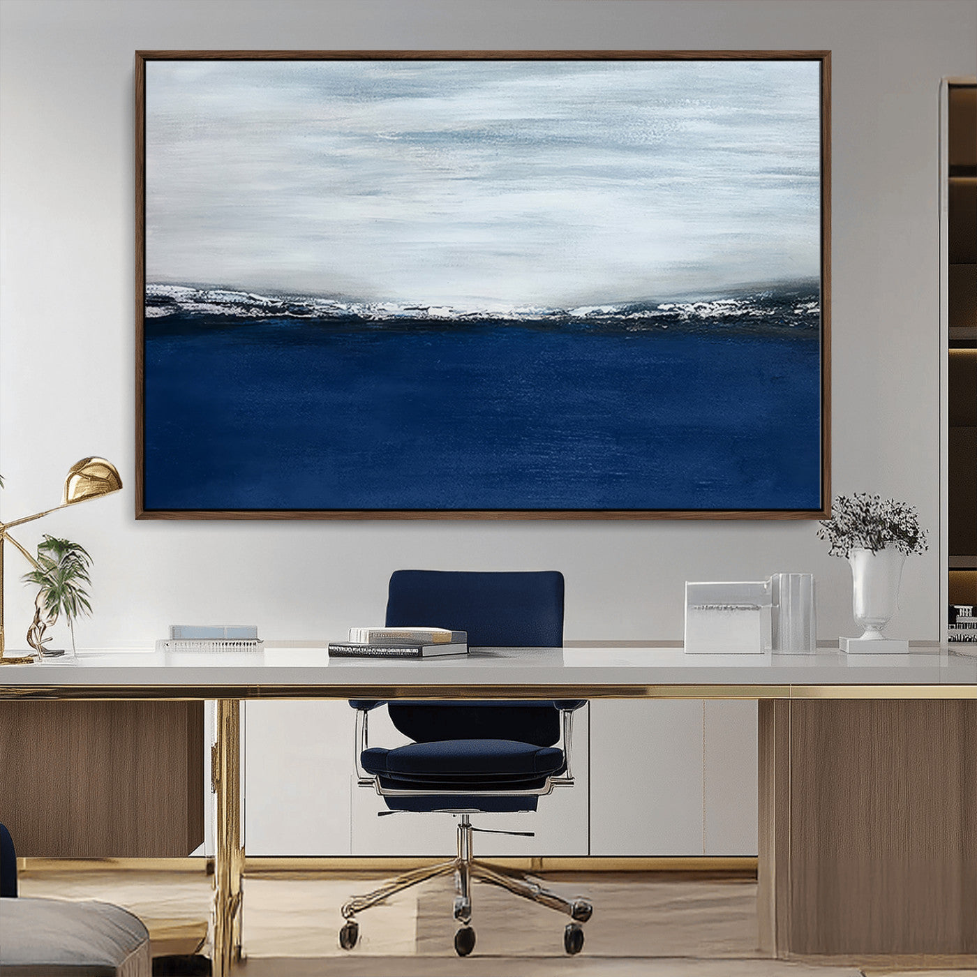 MGV-FC-36X24 - Navy Blue Abstract Wall Art Canvas Print