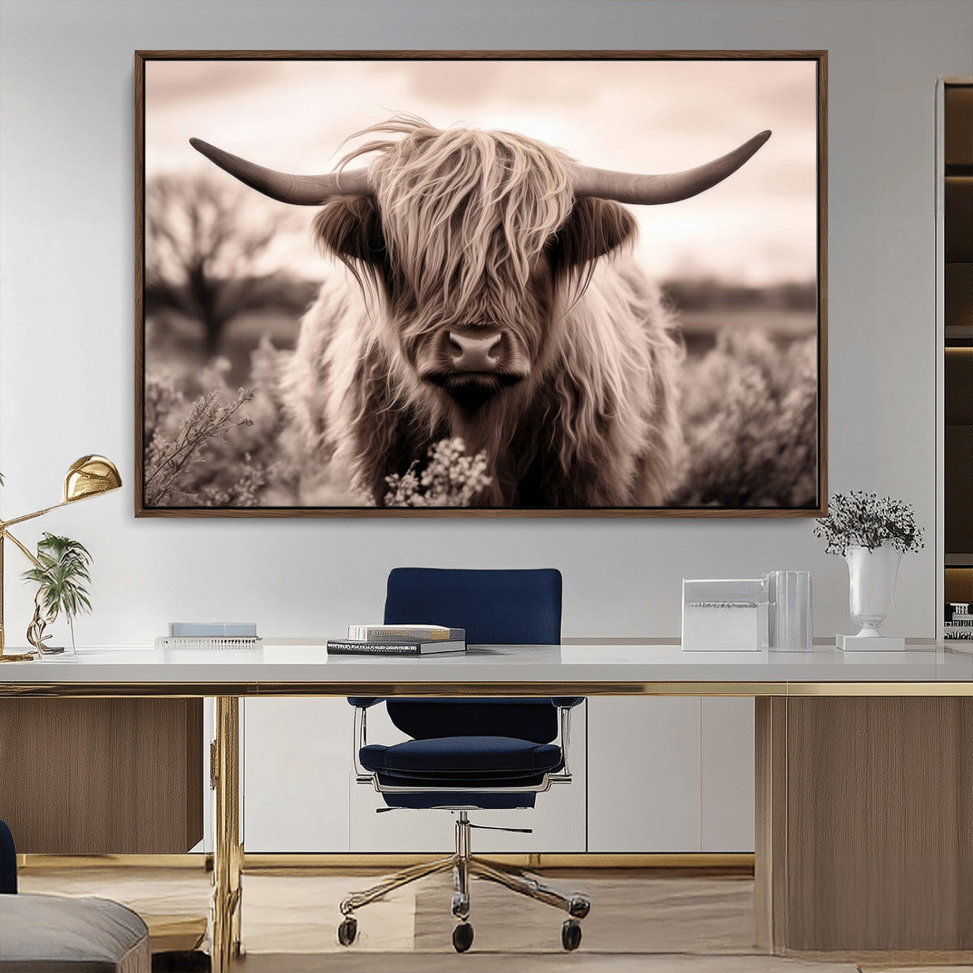 MGV-FC-36X24 - Scottish Cow Longhorn Wall Art Canvas Print