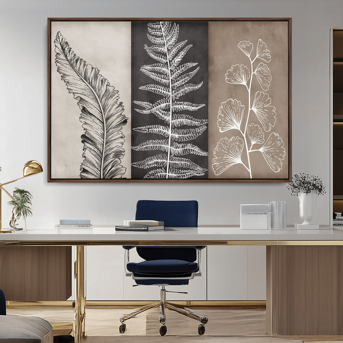 MGV-FC-36X24 - Minimalist Botanical Wall Art Canvas Print, Framed and Ready to Hang - Nature Art Print for Home