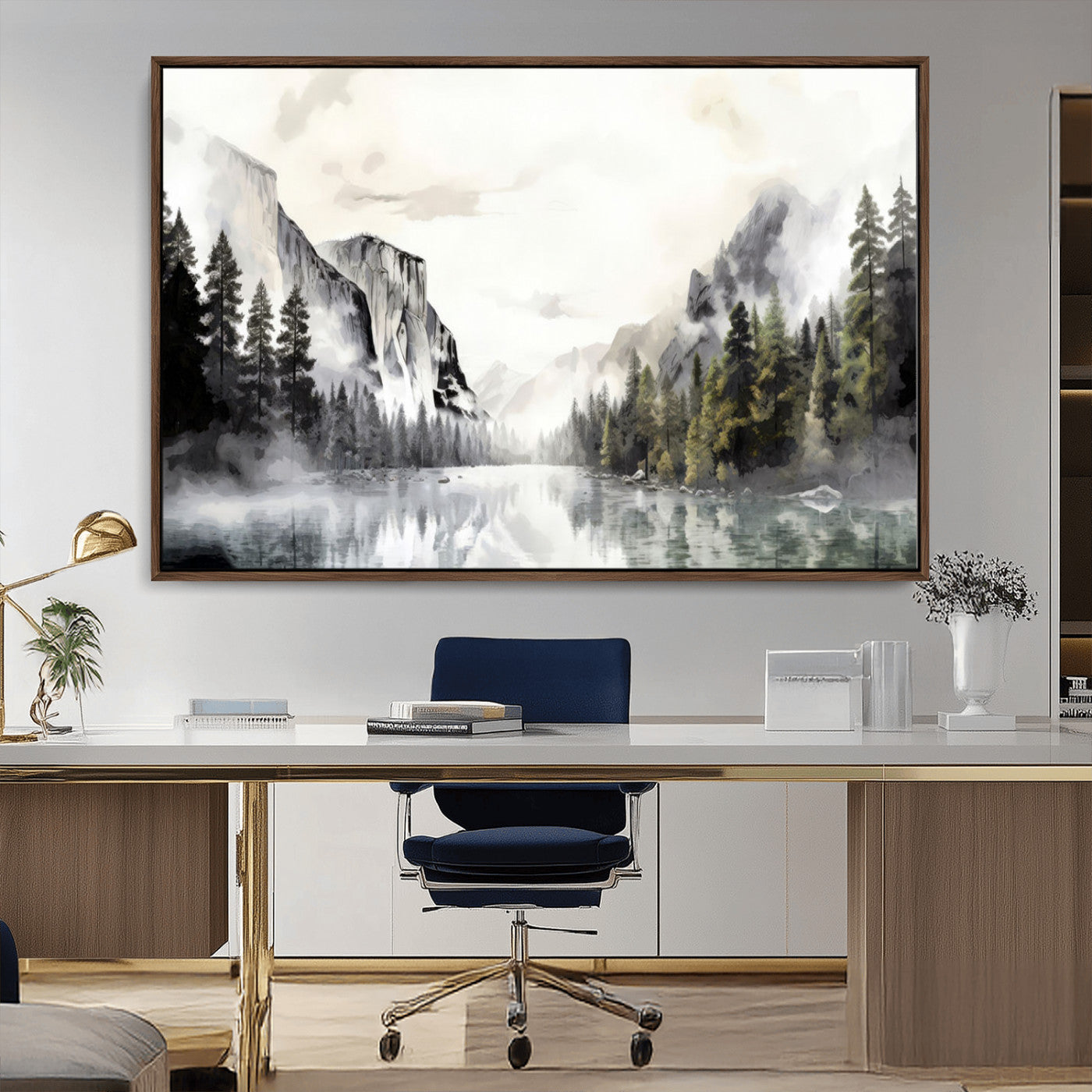 MGV-FC-36X24 - Yosemite Valley Wall Art Canvas Print – Framed and Ready to Hang – Majestic Nature Landscape Décor