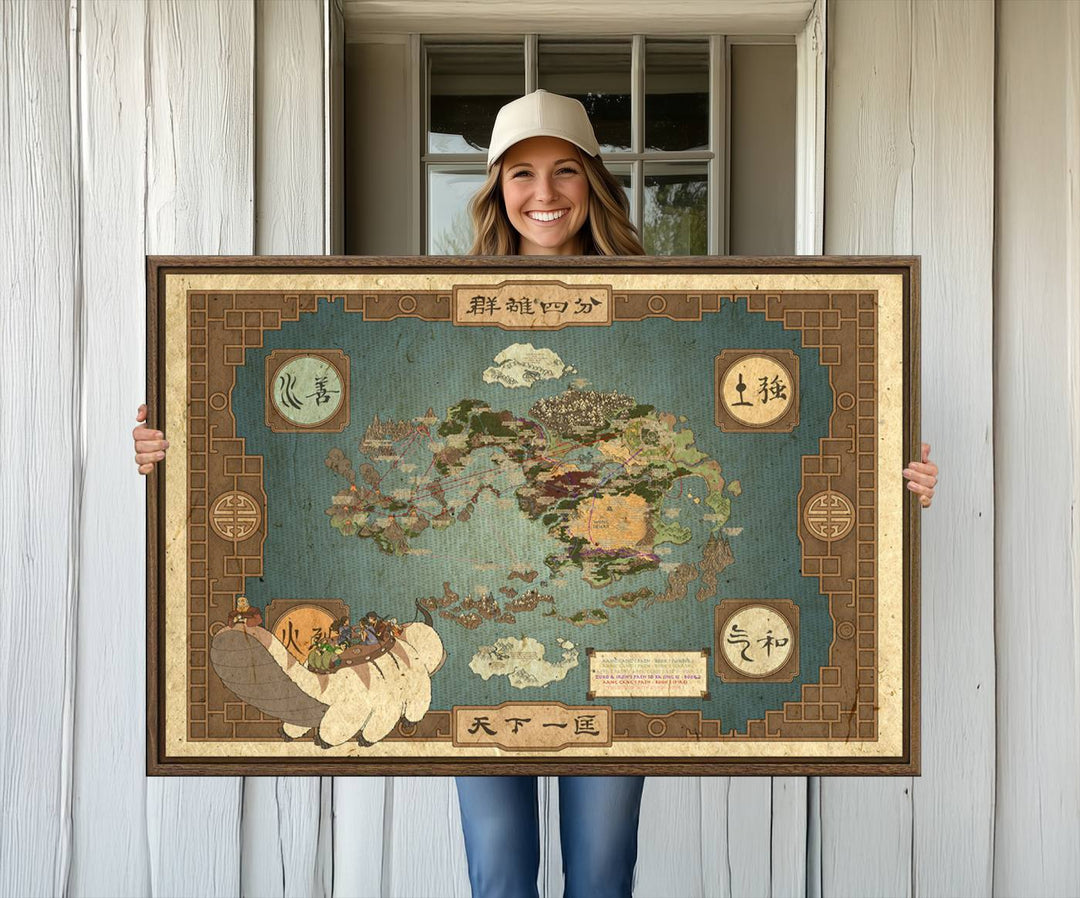 The wall art featured is the Avatar Wall Art: The Last Airbender Vintage Map showcasing the Four Nations design.