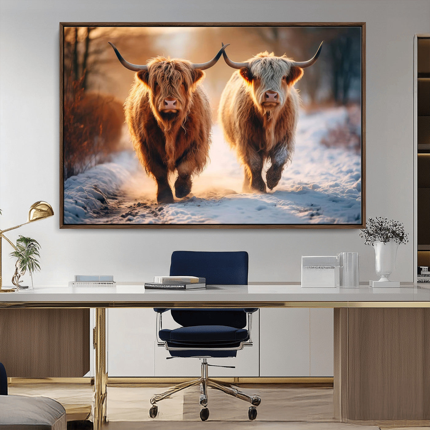 MGV-FC-36X24 - Scottish Highland Cow Horn Farm Wall Art Canvas Print