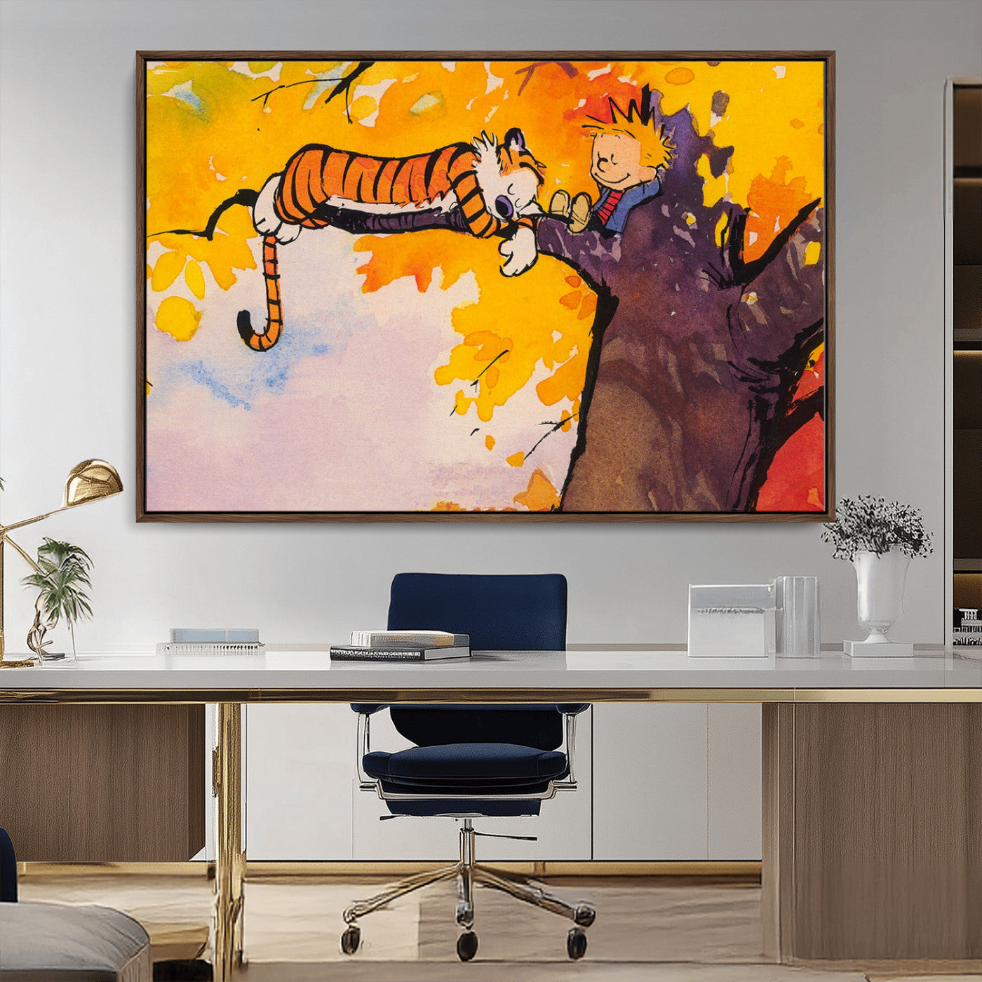 MGV-FC-36X24 - Calvin and Hobbes Tree Scene Canvas Print | 3 Panel Large Wall Art for Living Room or Kid’s Room,
