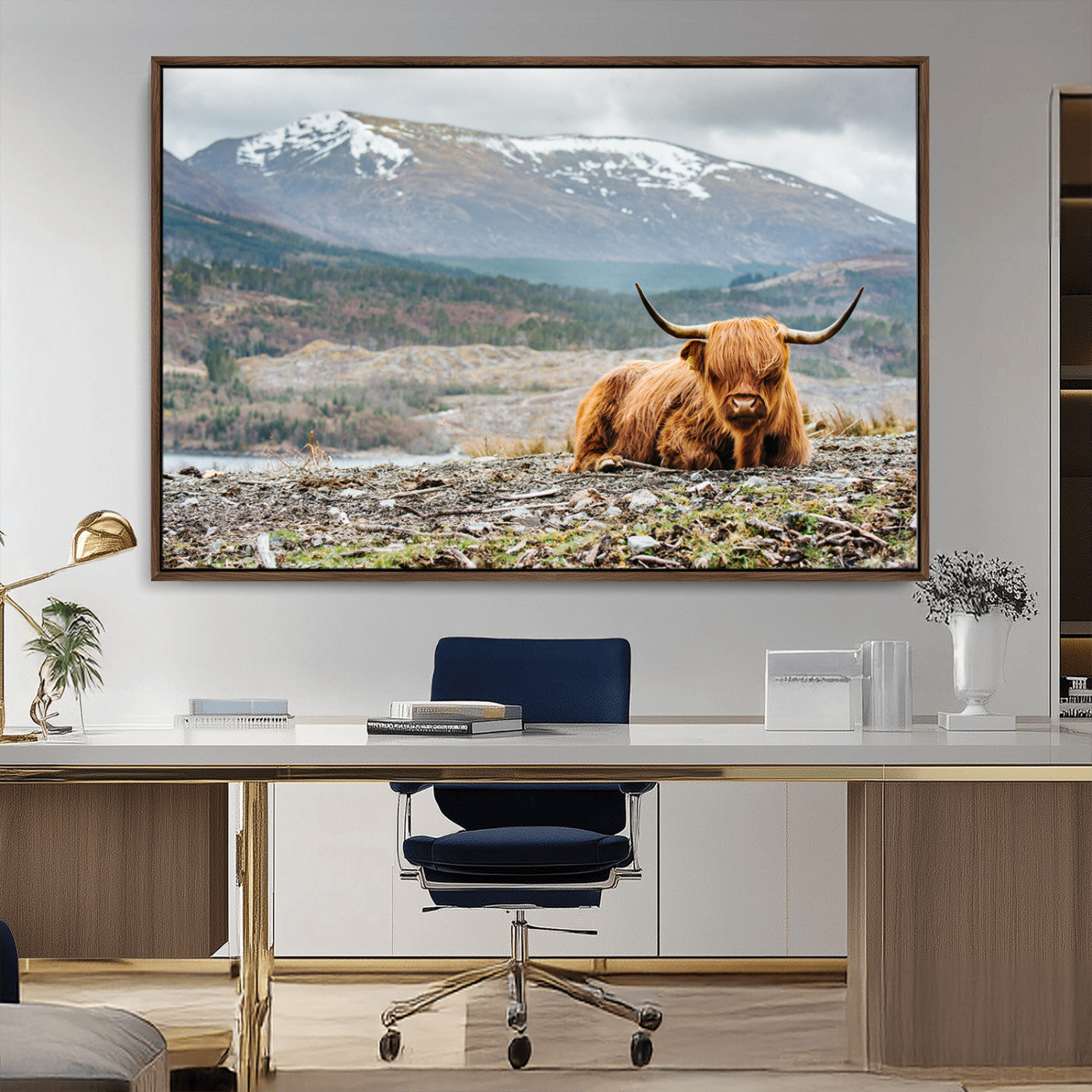 -Highland Cow Horn Farm Wall Art Canvas Print
