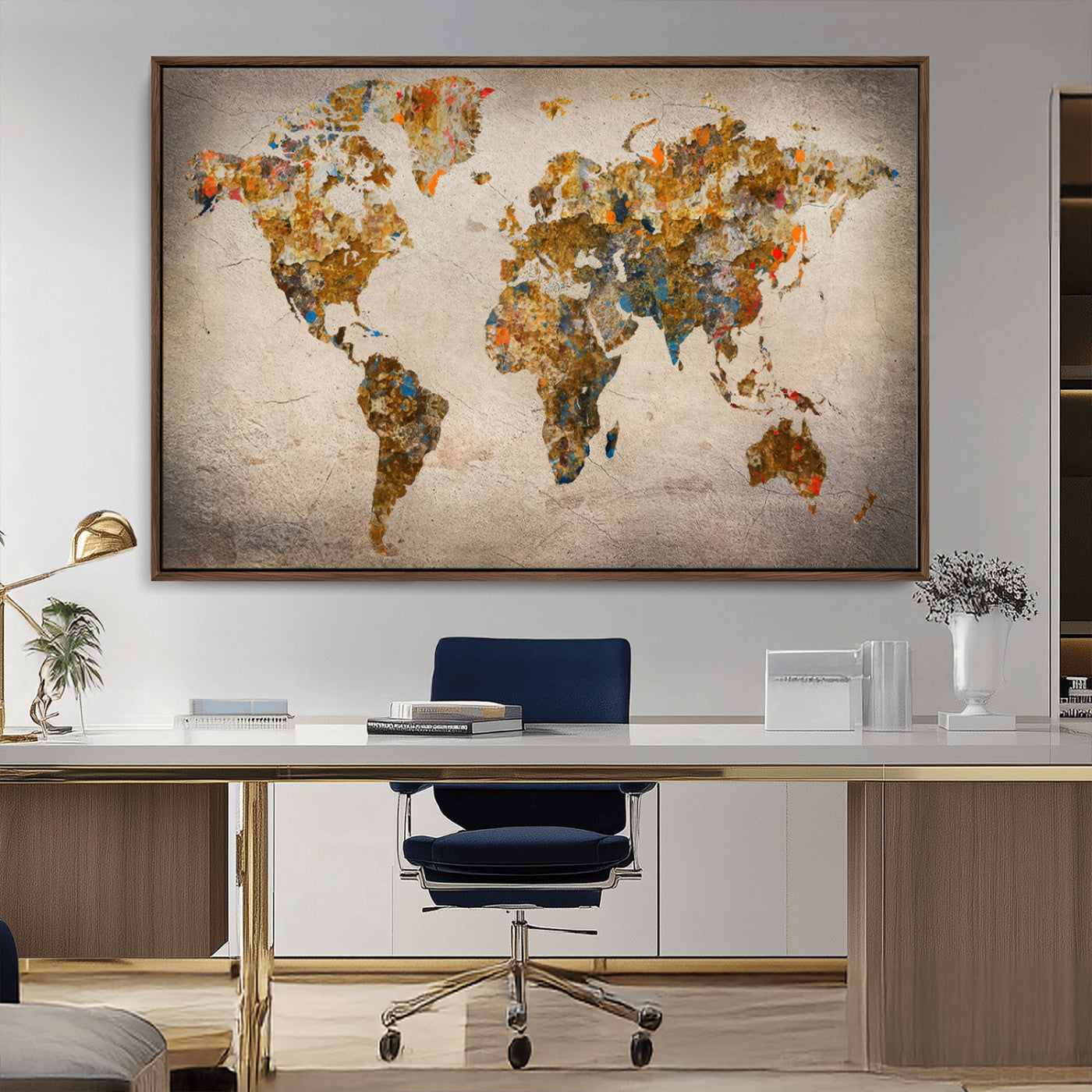 MGV-FC-36X24 - Push Pin World Map Canvas Print – Framed Wall Art for Couples to Track Their Travels – Anniversary