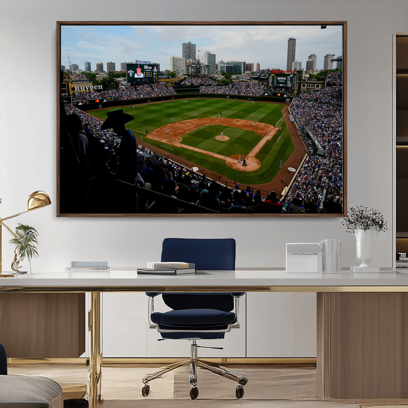 MGV-FC-36X24 - Chicago Cubs Baseball Team Print - Wrigley Field Stadium Wall Art Canvas Print