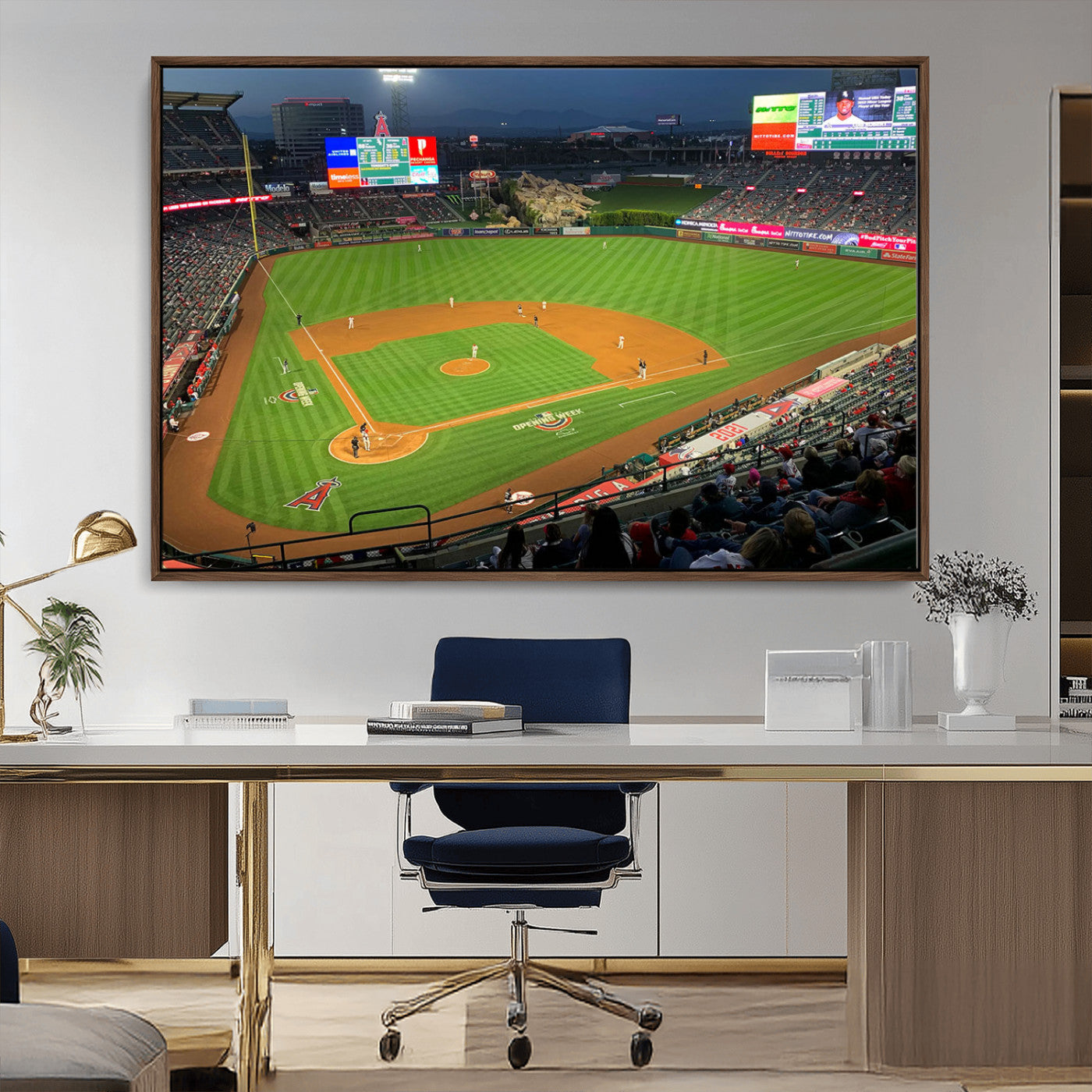MGV-FC-36X24 - Angel Stadium Aerial View – Los Angeles Angels Baseball Canvas Print, Framed, Ready to Hang