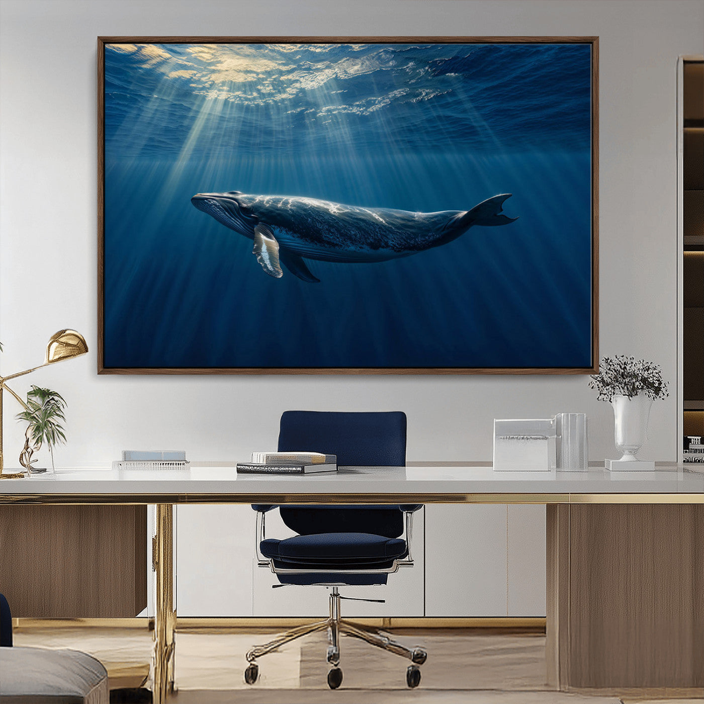 -Whale under Ocean Wall Art Canvas Print