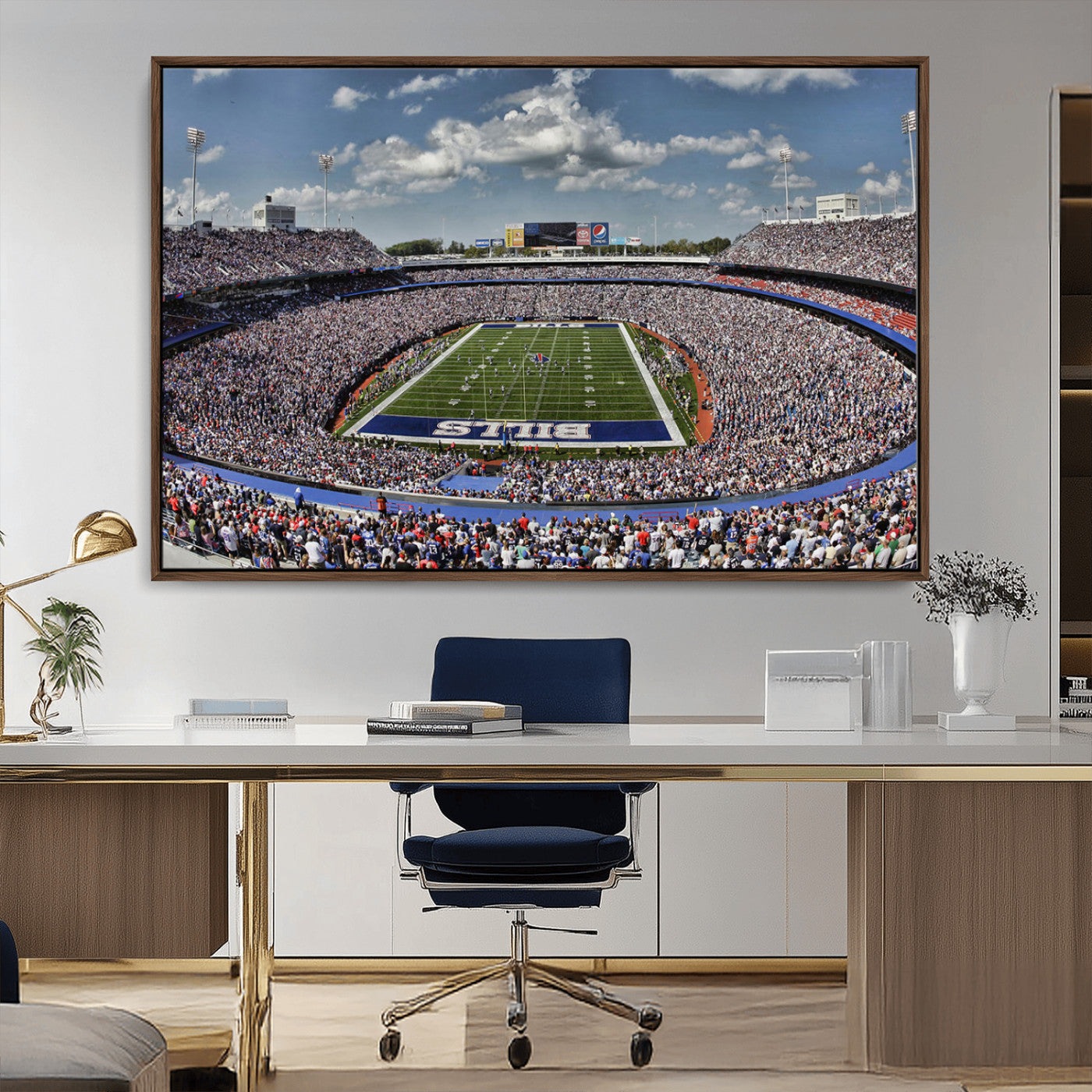 MGV-FC-36X24 - Buffalo Bills Highmark Stadium Wall Art Canvas Print - Bills Stadium Game Day Triple Canvas Wall Art - Buffalo Bills NFL Match