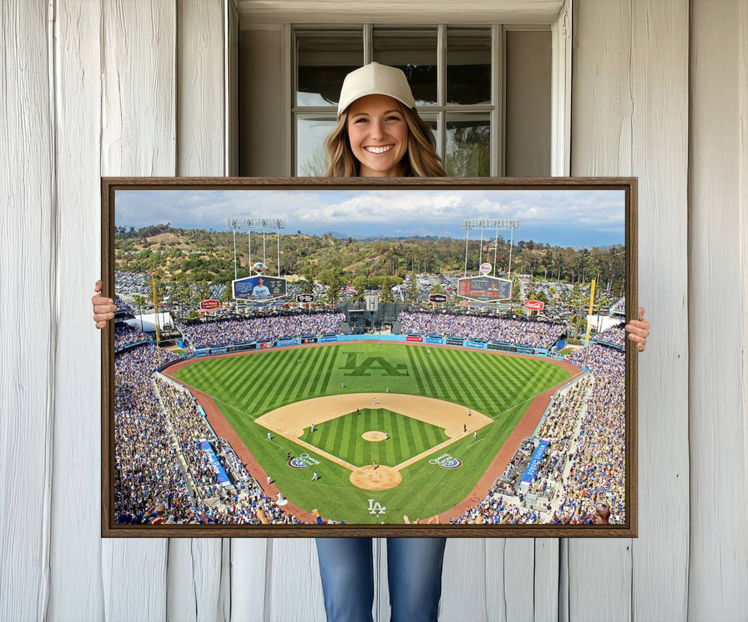 Aerial view of a sunny game day at Citi Field, captured in a 3-panel canvas print wall art.