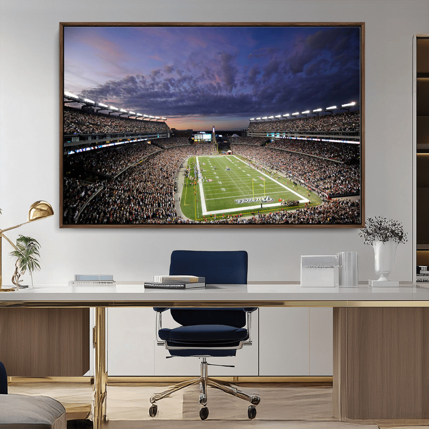 MGV-FC-36X24 - New England Patriots Football Team Print - Foxborough Gillette Stadium Wall Art Canvas Print