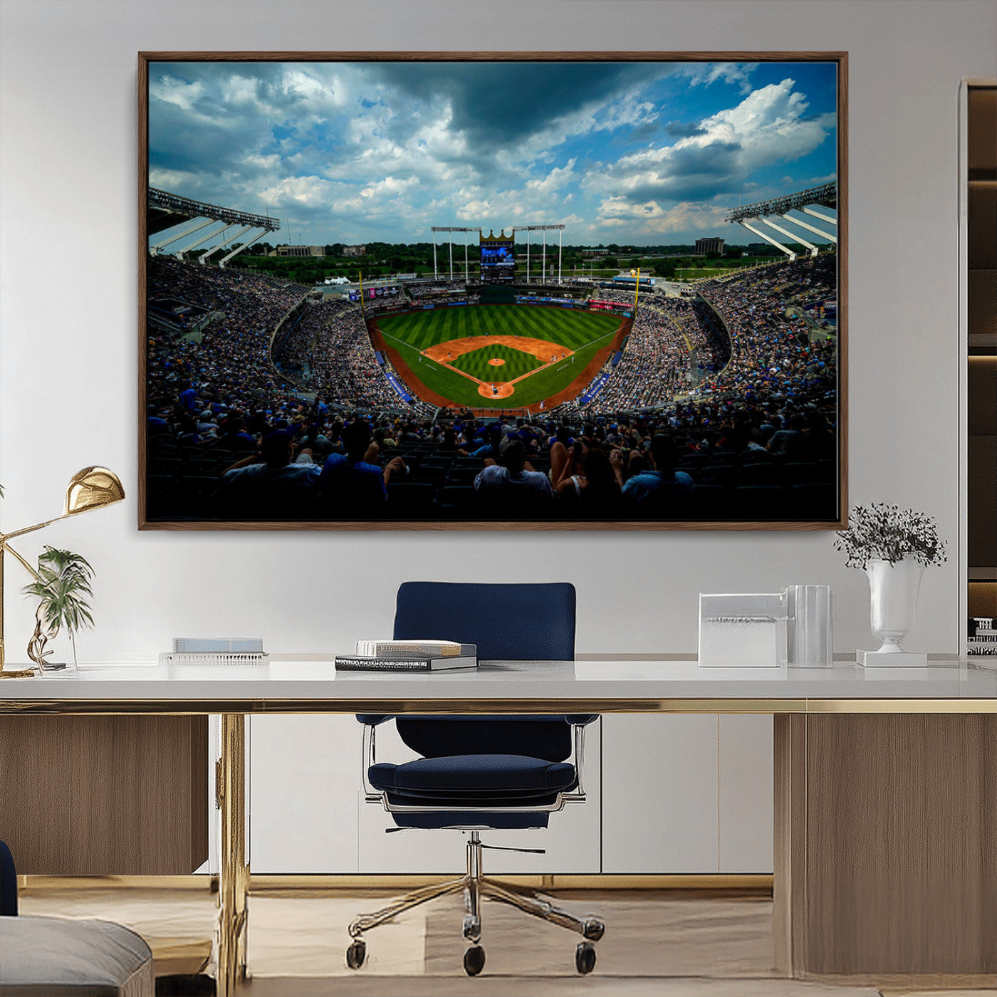 MGV-FC-36X24 - 3-Panel Kauffman Stadium Wall Art Print | Large Kansas City Royals Baseball Canvas Print for Sports