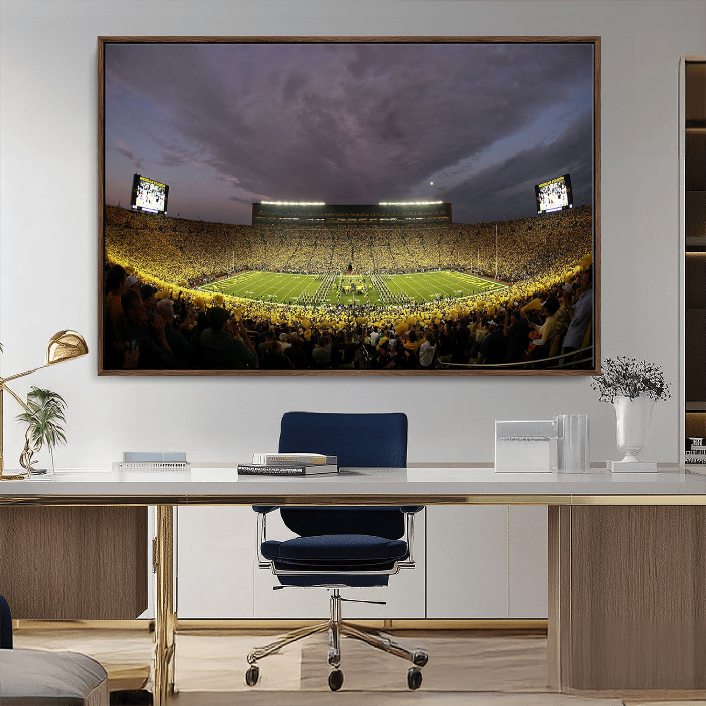 MGV-FC-36X24 - Michigan Wolverines Football Team Print - Michigan Stadium Wall Art Canvas Print