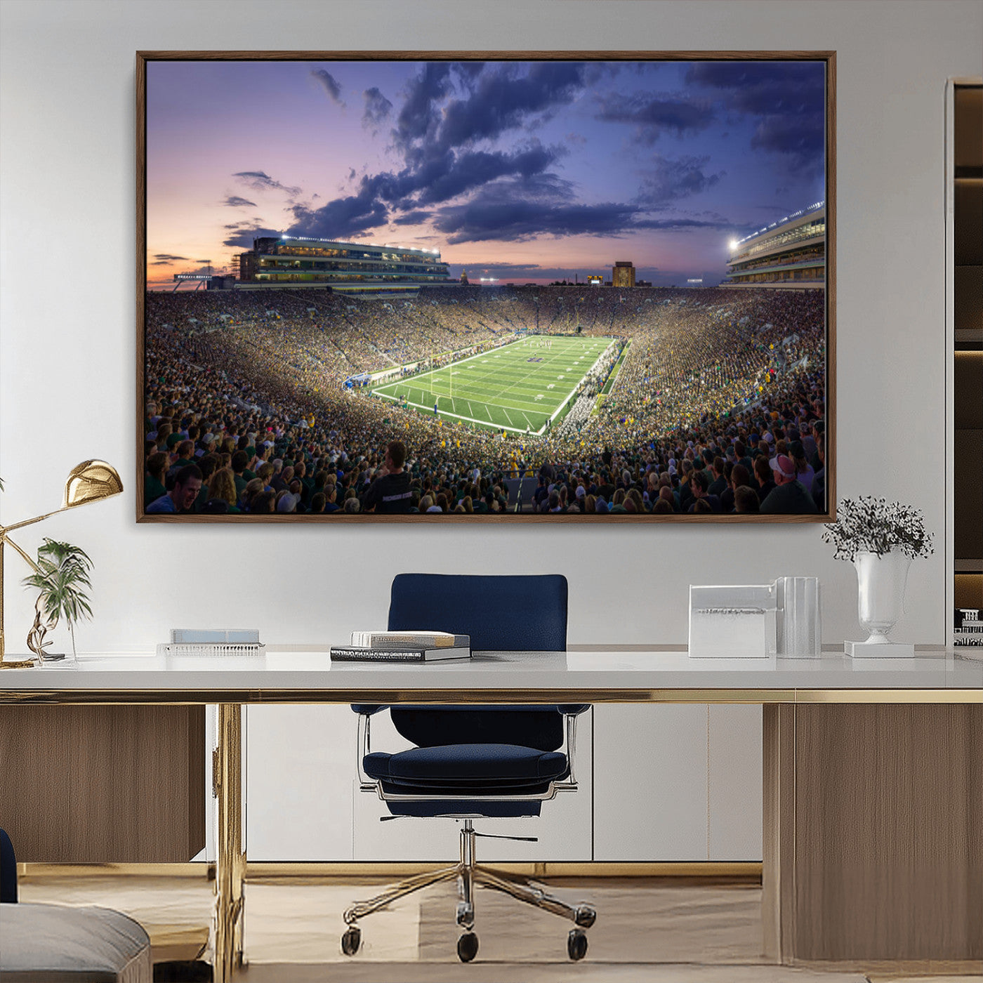 MGV-FC-36X24 - Notre Dame Fighting Irish Football Team Print - Notre Dame Stadium Wall Art Canvas Print