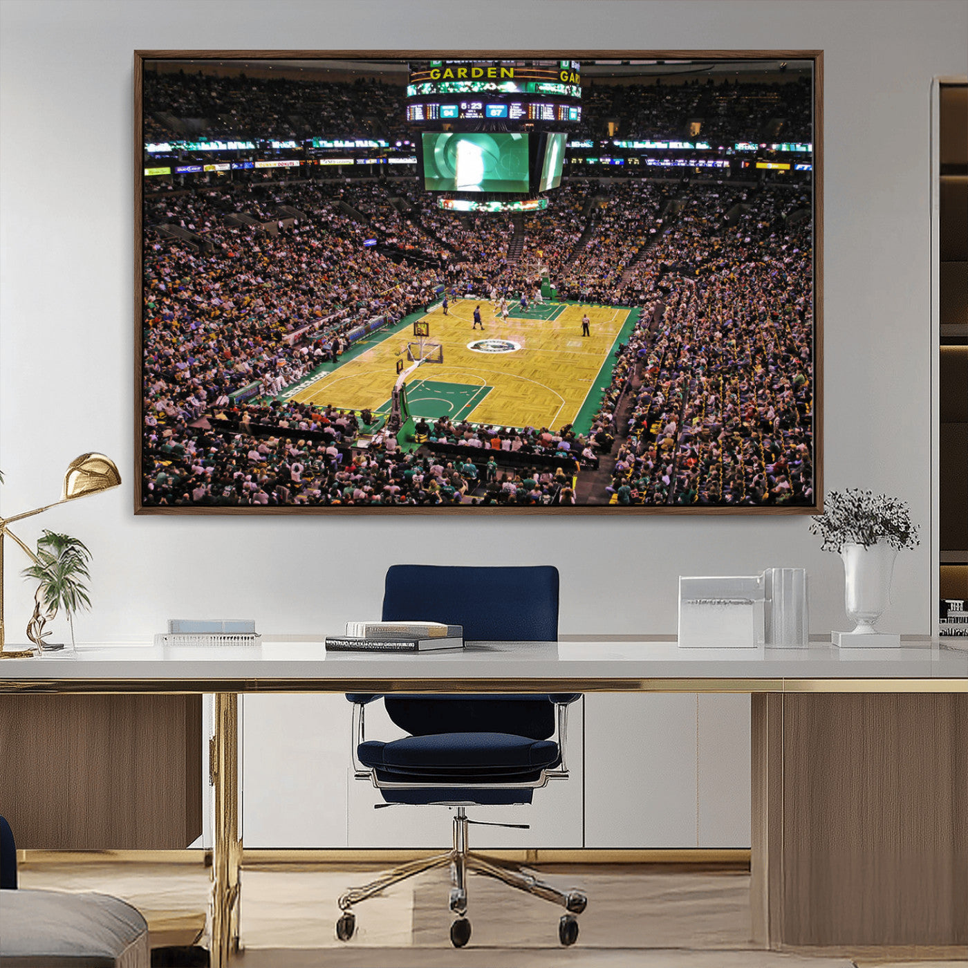 -TD Garden Basketball Canvas Wall Art - Boston Celtics Live Action - Framed - Ready to Hang