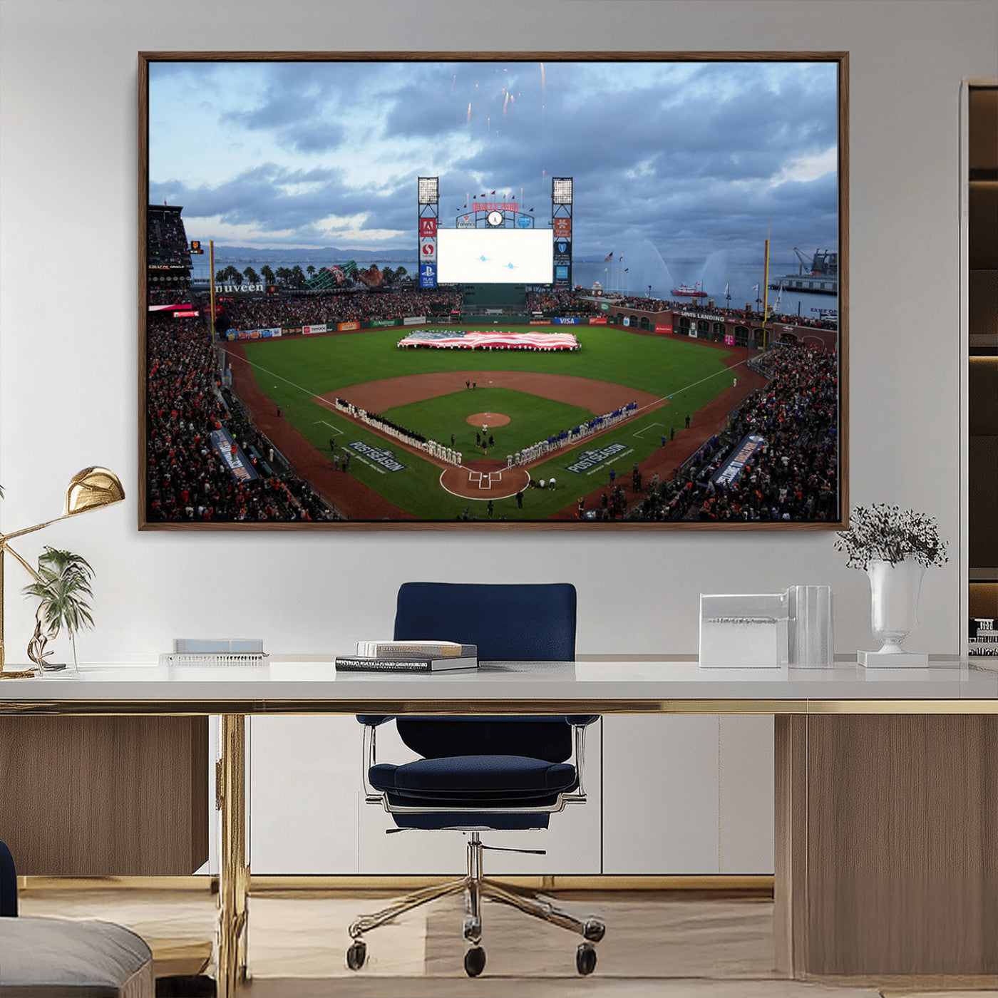 MGV-FC-36X24 - Oracle Park San Francisco Giants Wall Art | 3-Panel Canvas Print of Oracle Park Stadium | Large Framed Baseball Wall Decor | Ready-to-Hang MLB Canvas Print