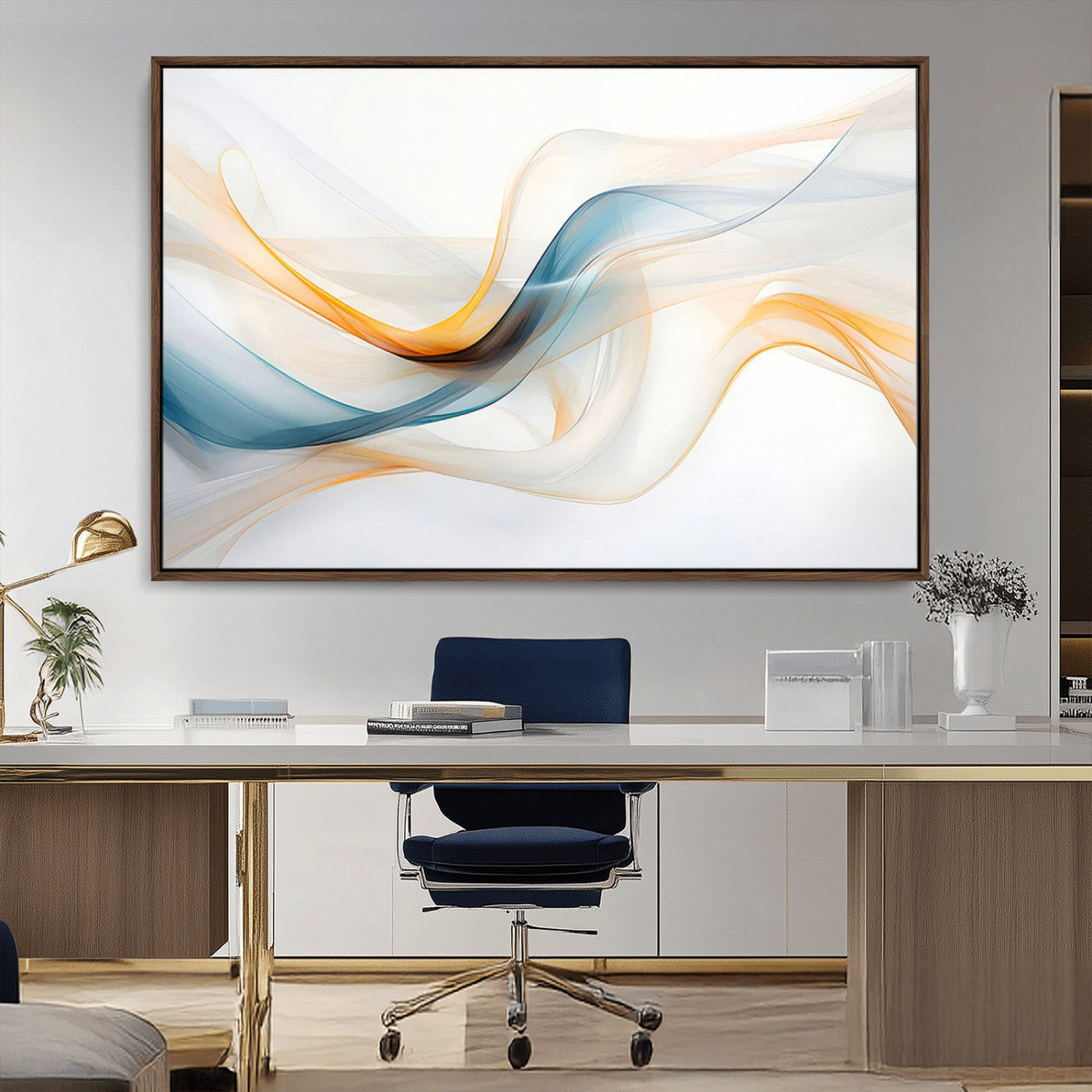 MGV-FC-36X24 - Decorative Turquoise Abstract Wave Wall Art Canvas Print