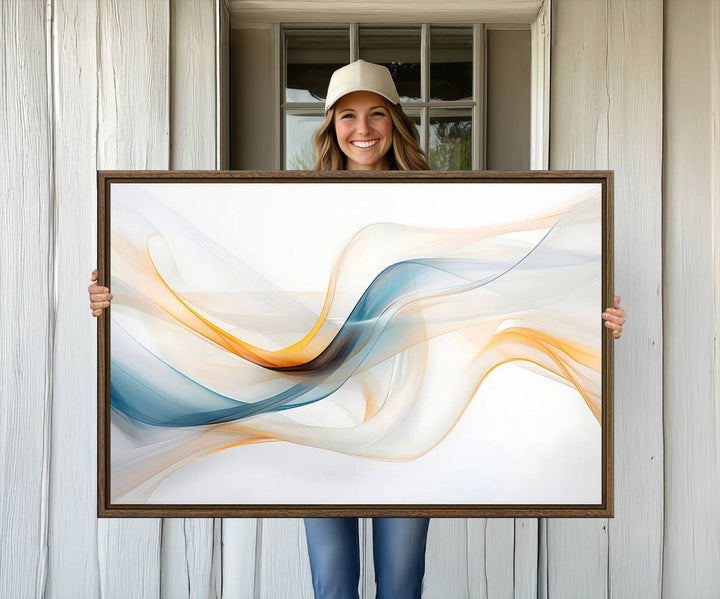 Decorative Turquoise Abstract Wave Wall Art Canvas Print.