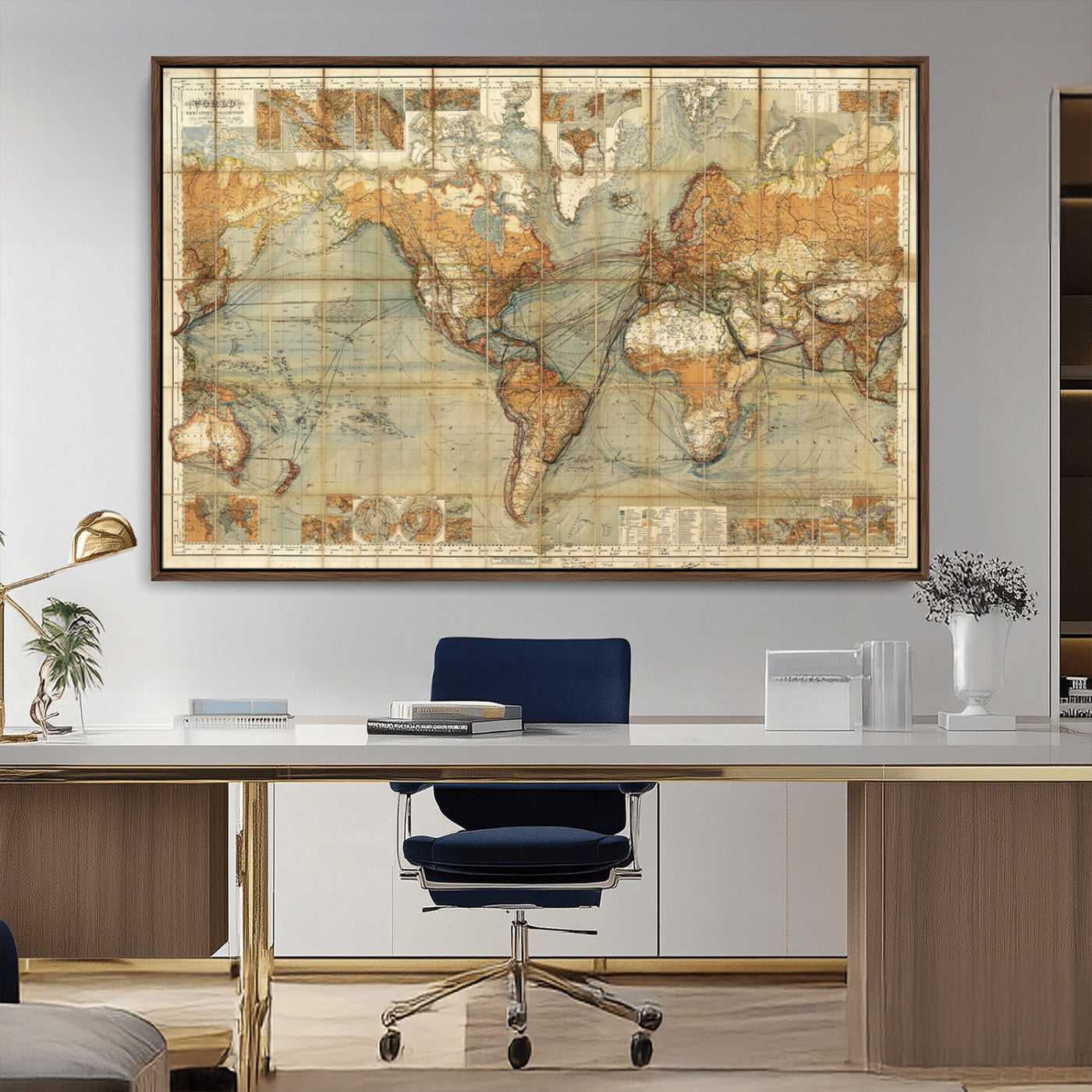 MGV-FC-36X24 - Push Pin World Map Canvas Print – Framed Wall Art for Couples to Track Their Travels – Anniversary