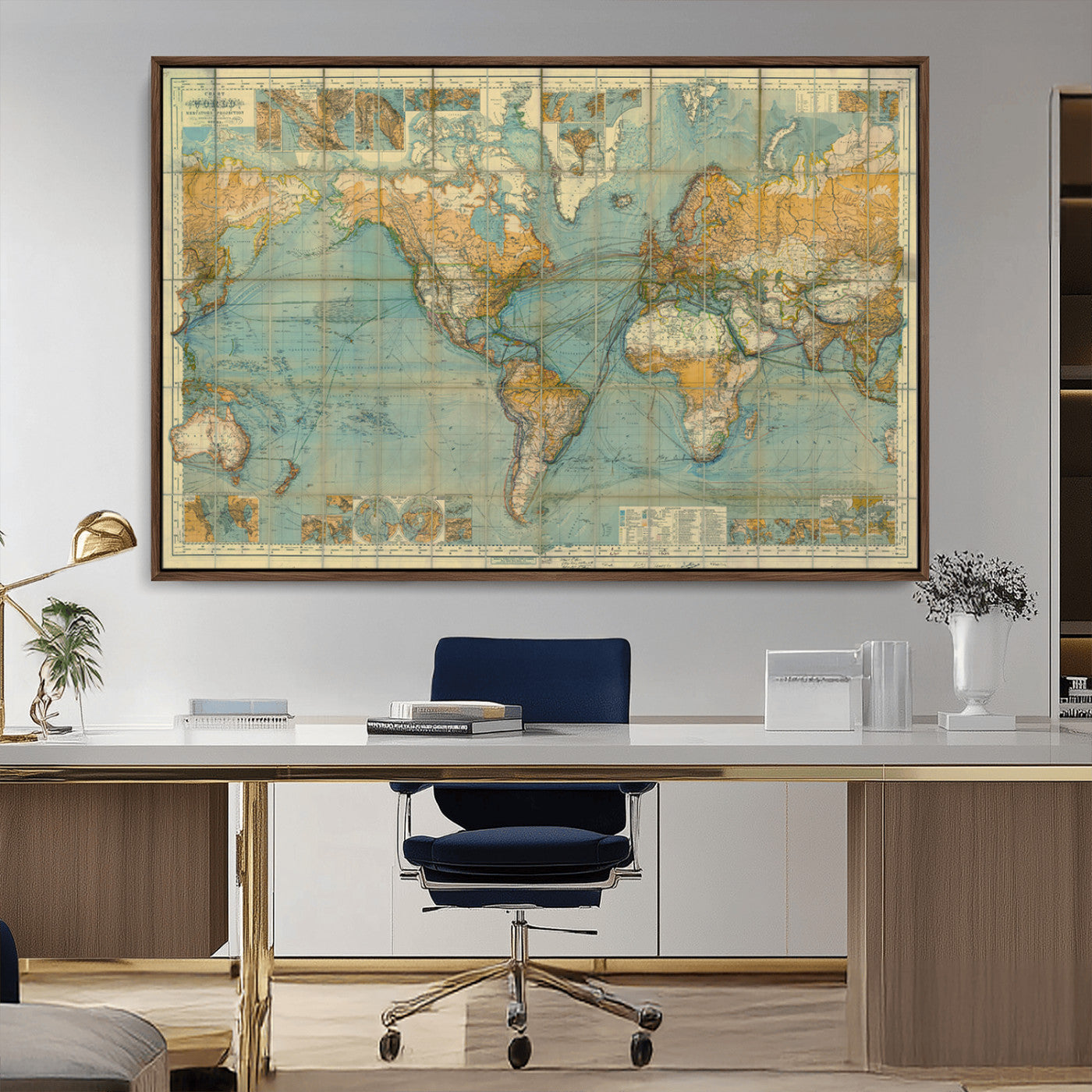 MGV-FC-36X24 - Push Pin World Map Canvas Print – Framed Wall Art for Couples to Track Their Travels – Anniversary