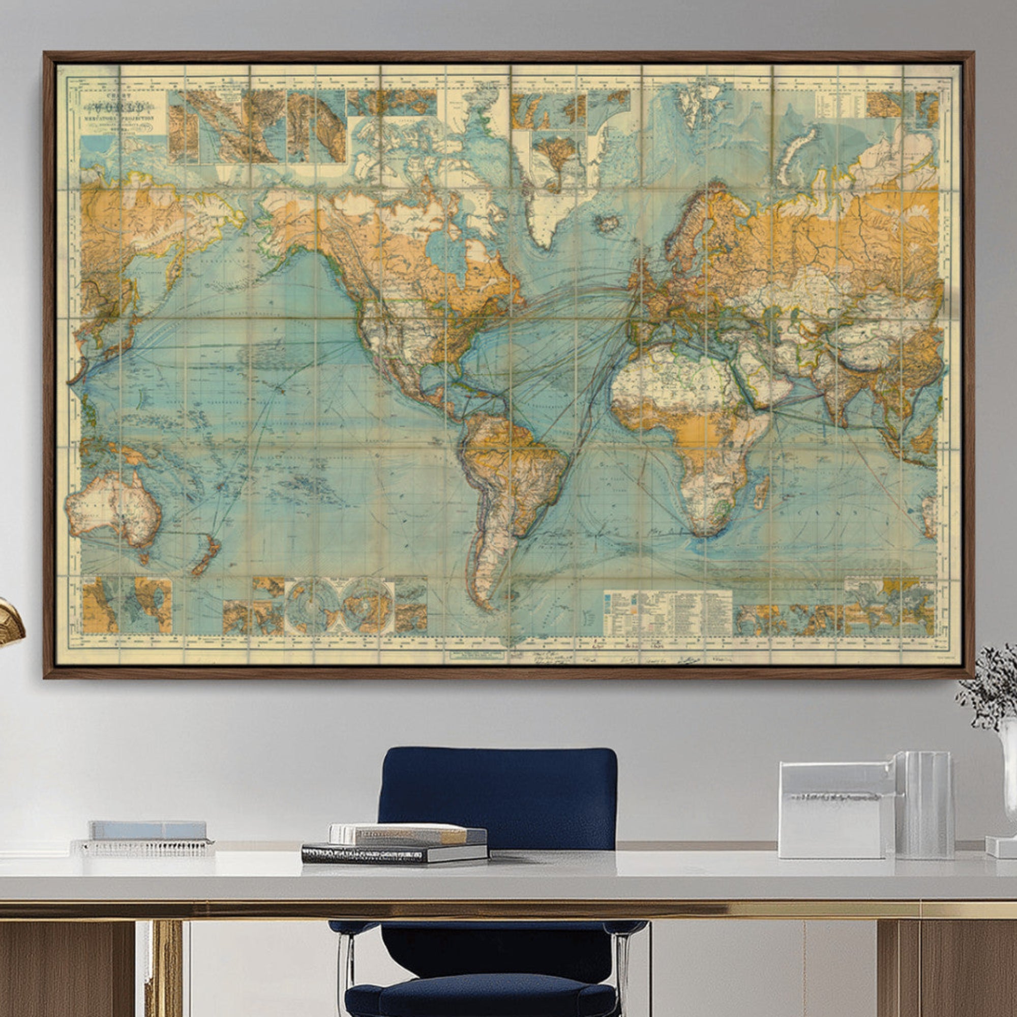 25961-MGV-CV-36X24-Push Pin World Map Canvas Print – Travel Tracker Wall Art for Couples, Perfect Anniversary Gift for Home or Office Decor