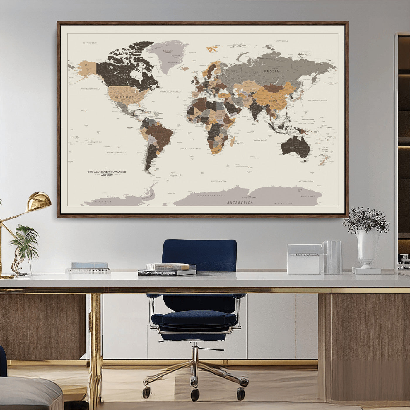 MGV-FC-36X24 - Push Pin World Map Canvas Print – Framed Wall Art for Couples to Track Their Travels – Anniversary