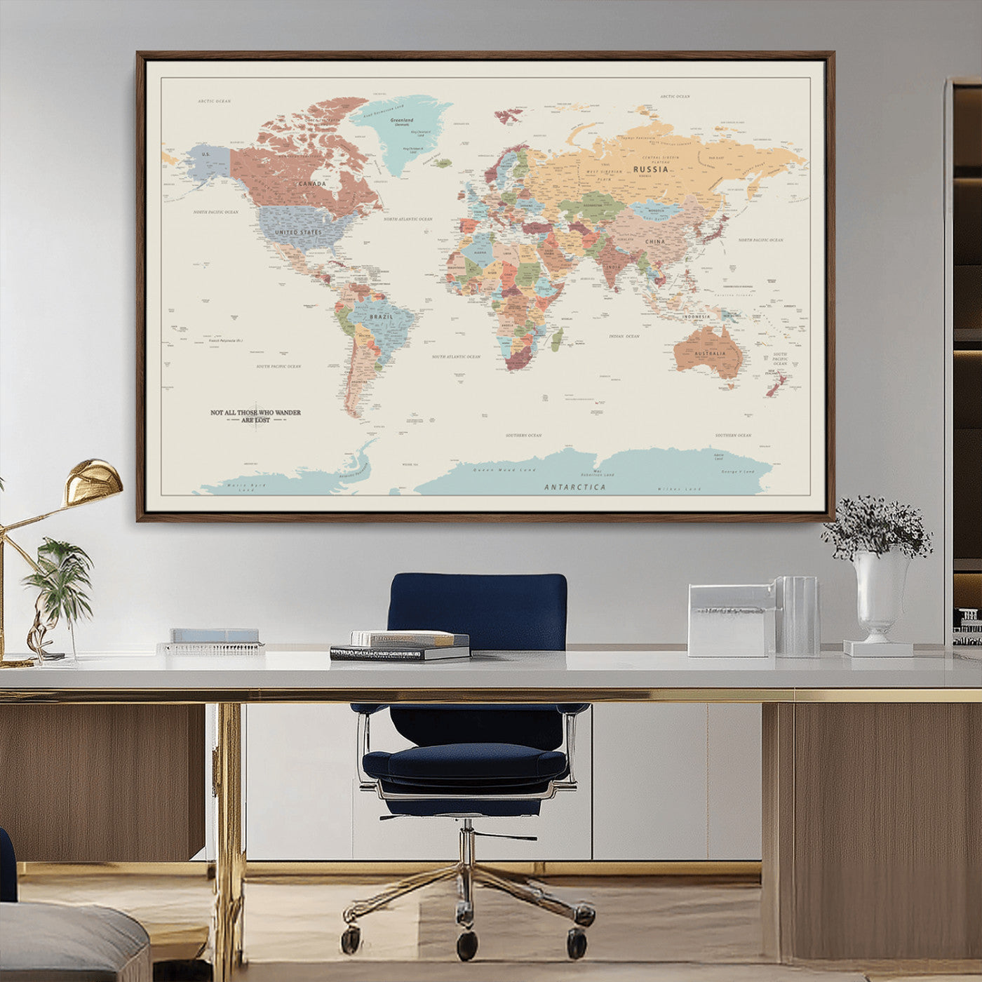 MGV-FC-36X24 - Push Pin World Map Canvas Print – Framed Wall Art for Couples to Track Their Travels – Anniversary