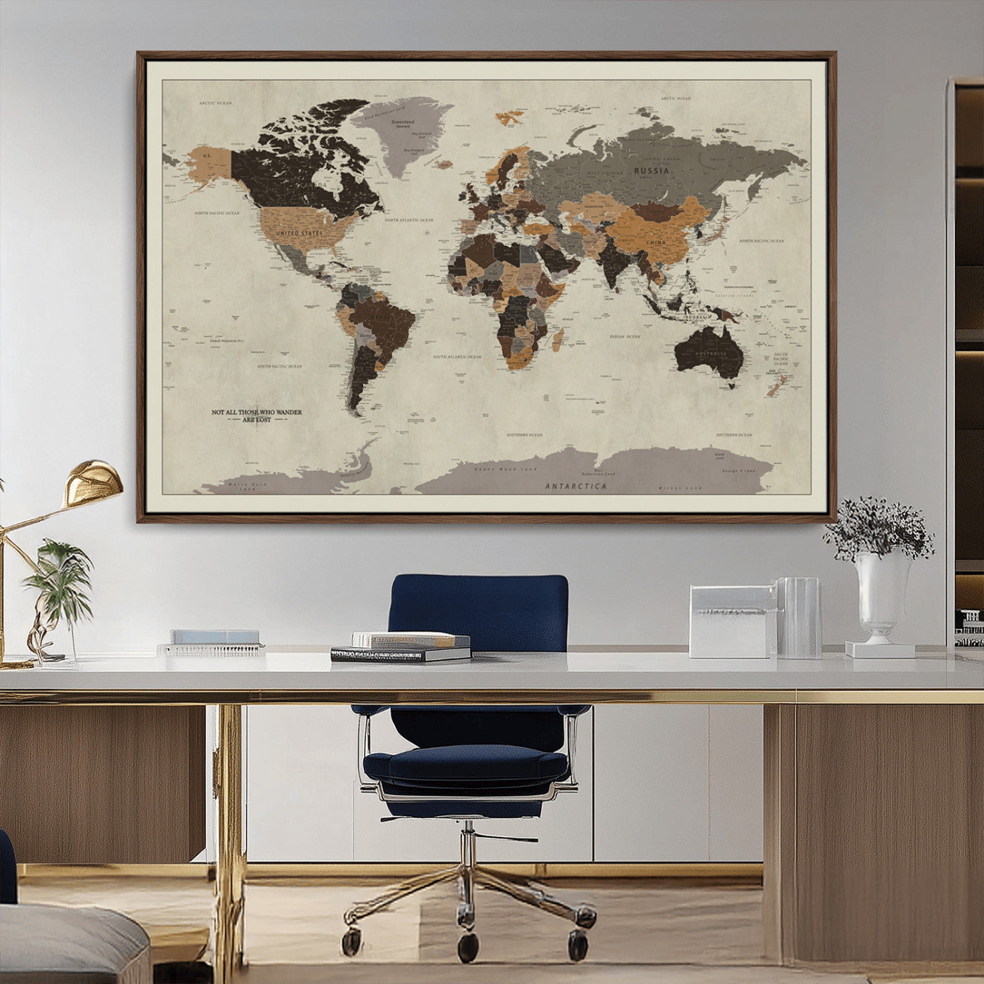 MGV-FC-36X24 - Push Pin World Map Canvas Print – Framed Wall Art for Couples to Track Their Travels – Anniversary
