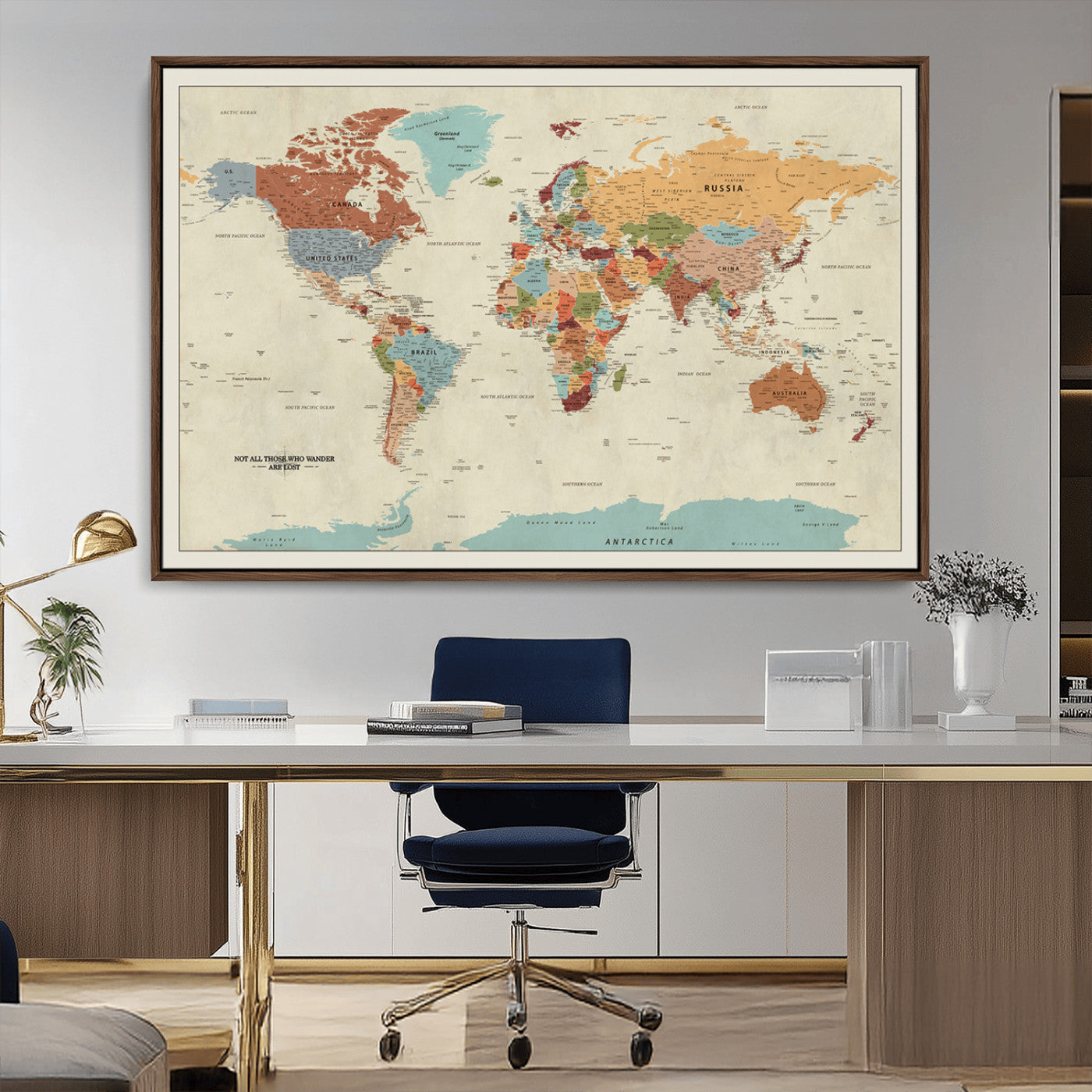 MGV-FC-36X24 - Push Pin World Map Canvas Print – Framed Wall Art for Couples to Track Their Travels – Anniversary